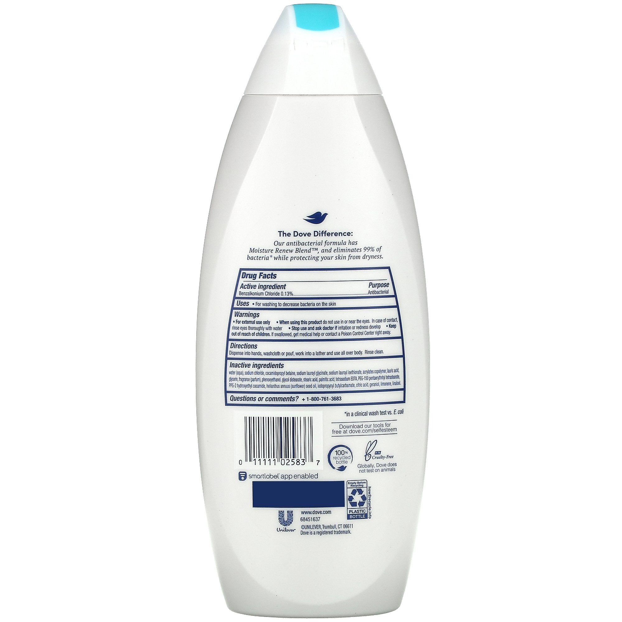 Antibacterial Body Wash Dove® Care and Protect Liquid 22 oz. Bottle Scented 01111102583