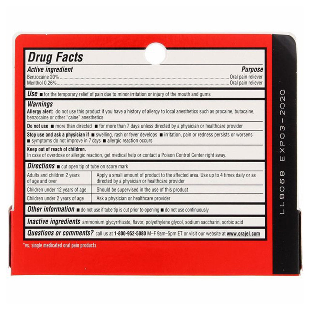 Orajel™ 3X Medicated for Toothache & Gum Gel Extra Strength 10310028313