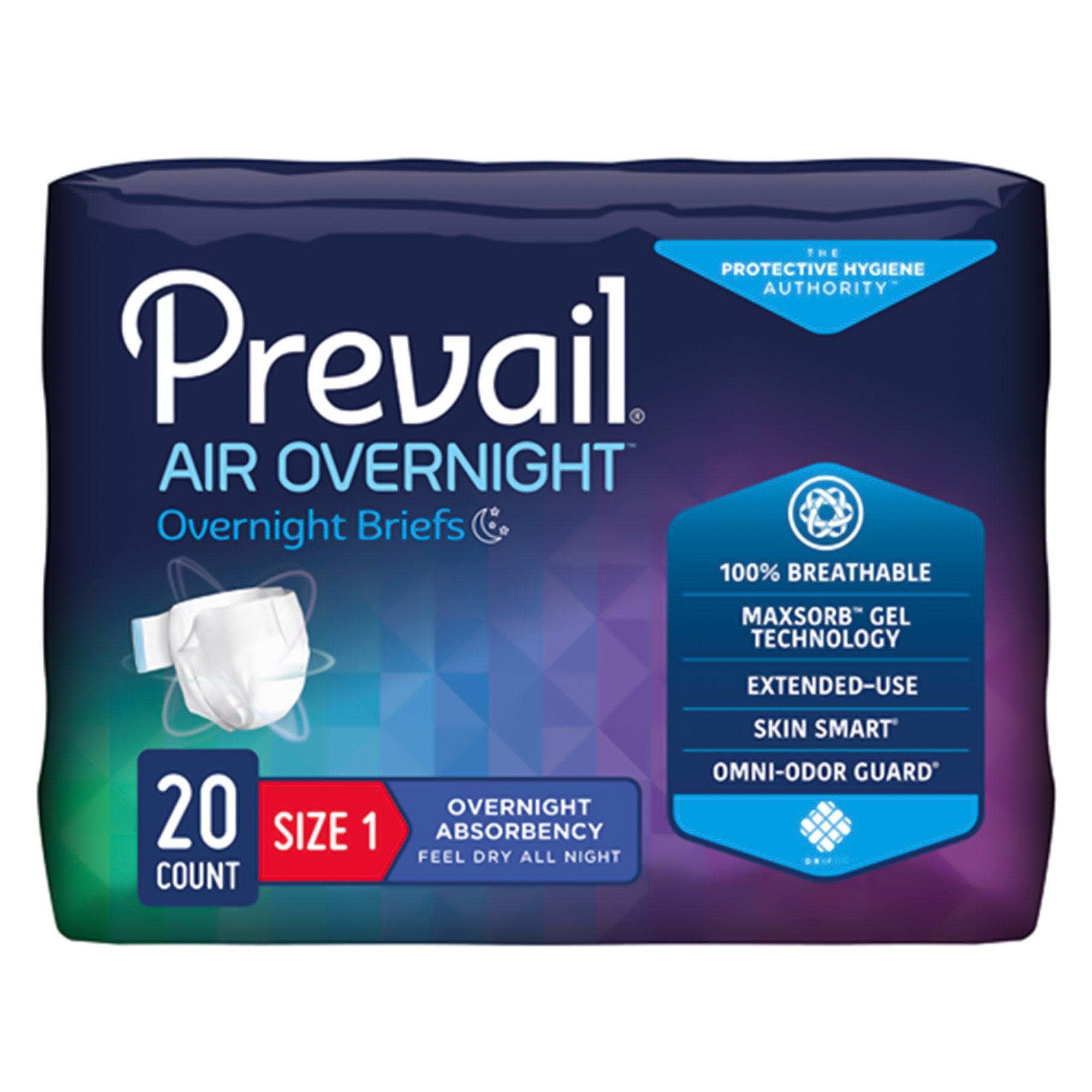 Prevail Air™ Overnight Briefs Overnight Absorbency, Size 1 NGX-012/1