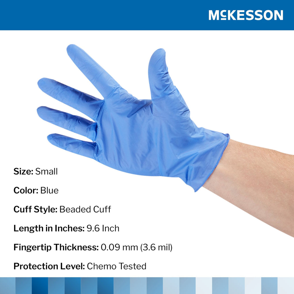 McKesson Confiderm® 3.5C Nitrile Exam Glove, Small, Blue 14-6974C