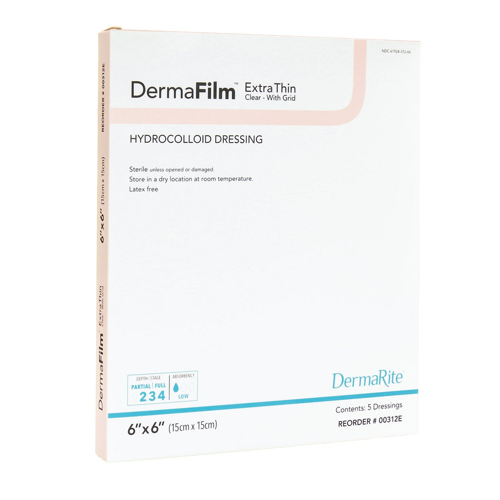 DermaFilm® Thin with Border Hydrocolloid Dressing, 6 x 6 Inch 00306E