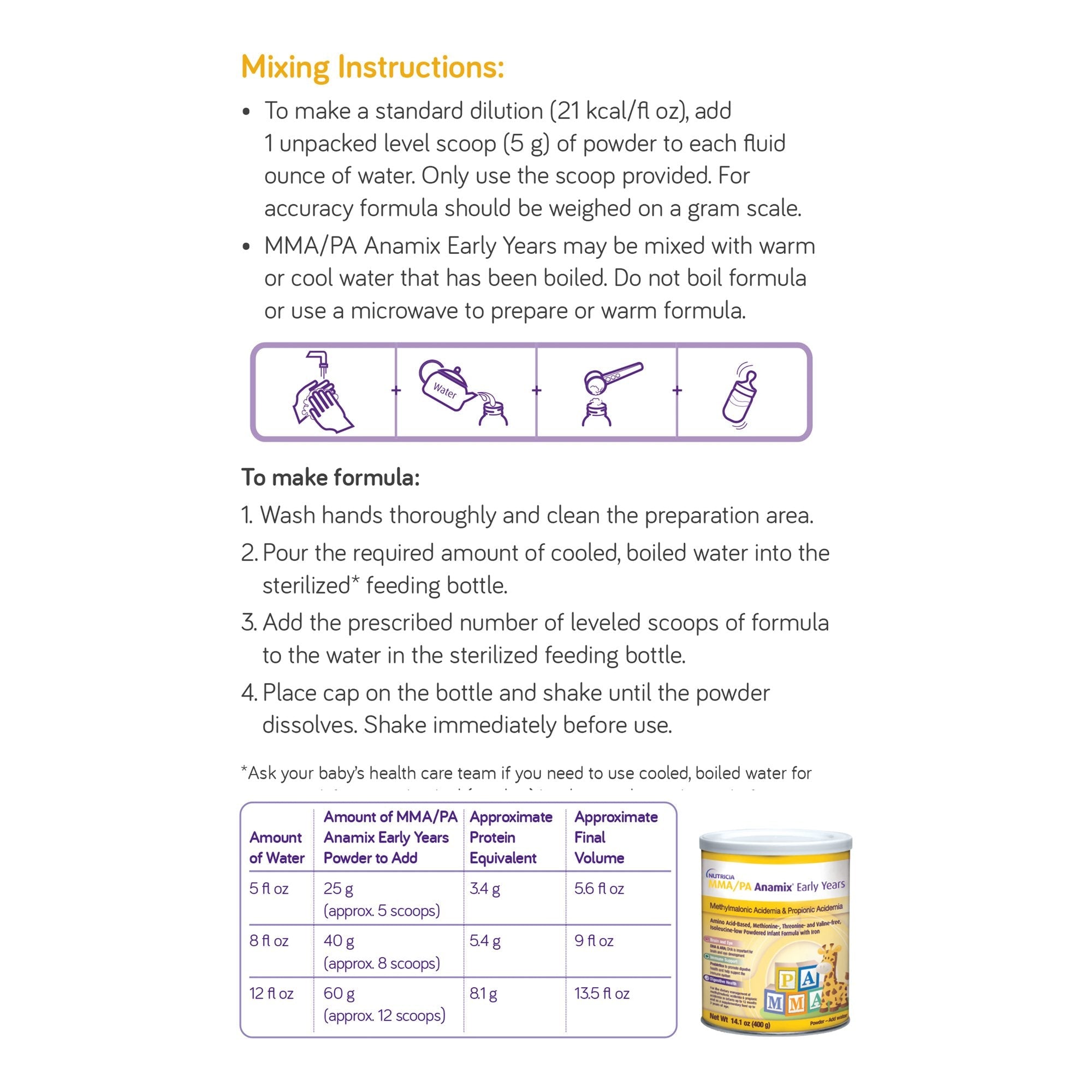 MMA/PA Anamix® Early Years Amino Acid–Based, Methionine-, Threonine-Free Formula 90215