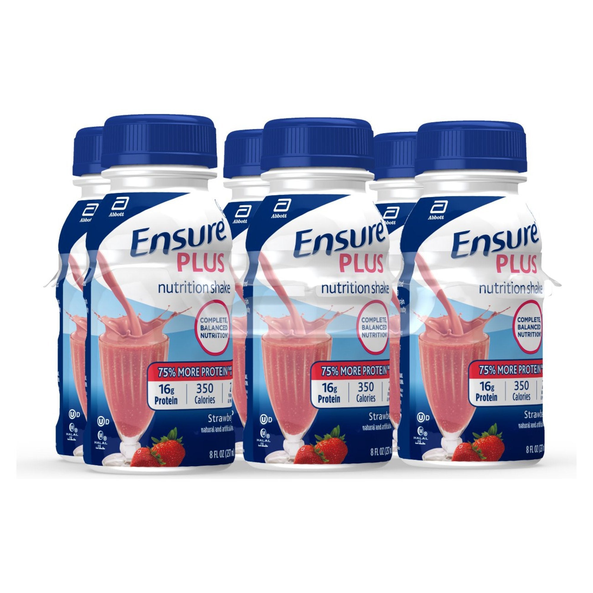 Ensure® Plus Nutrition Shake, Strawberry, 8-ounce bottle 57269
