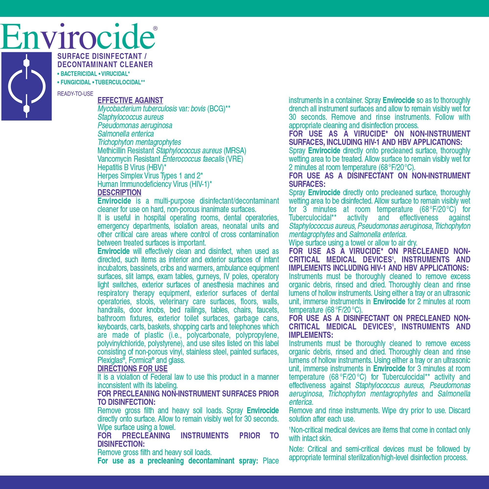 Envirocide® Surface Disinfectant Cleaner 13-3324