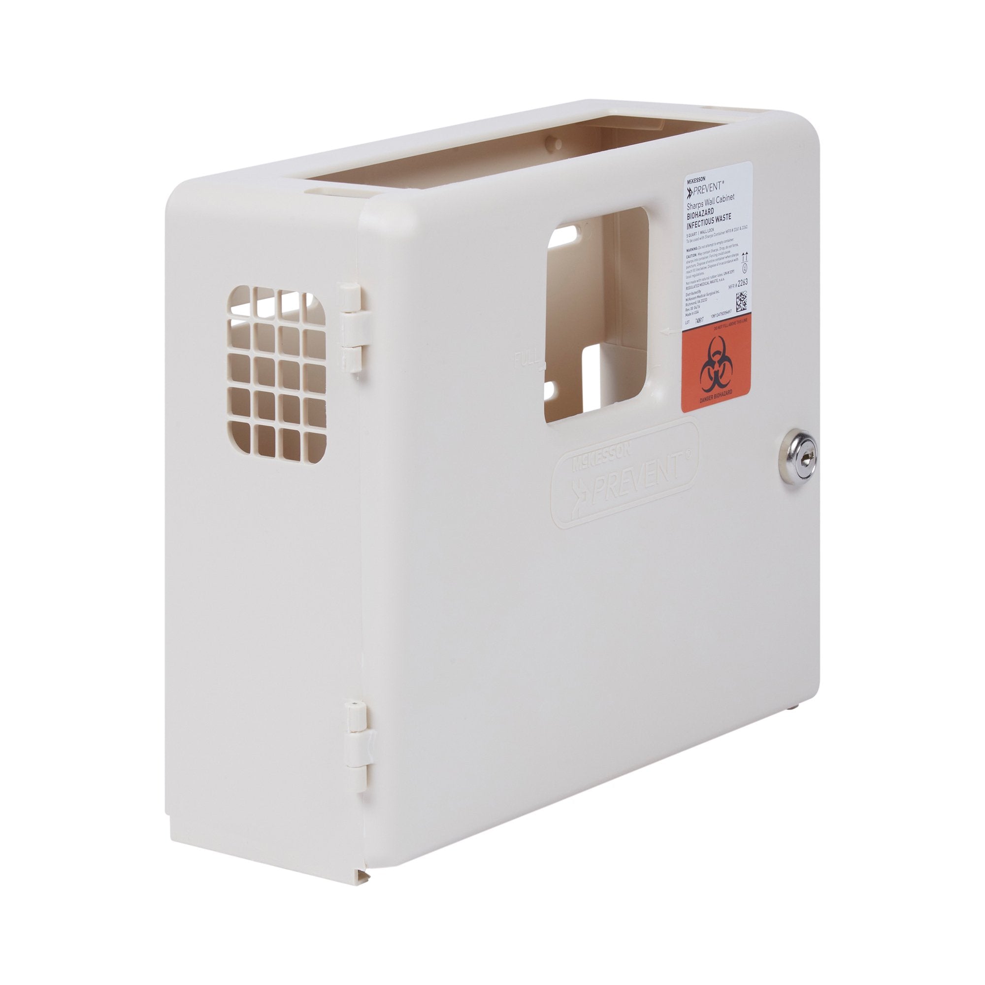 McKesson Prevent® Sharps Collector Wall Cabinet, 12¼ x 4¾ x 10 Inch 2263