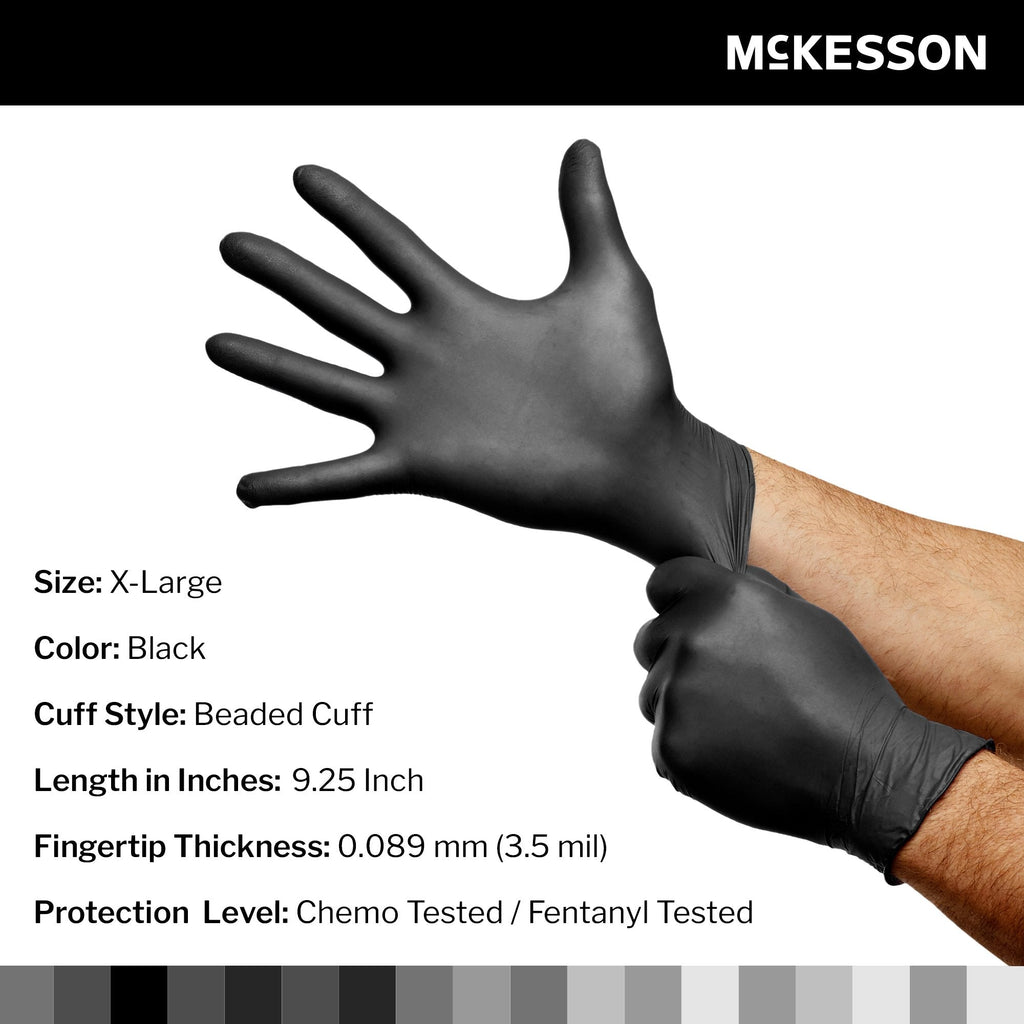 McKesson Confiderm® LDC Nitrile Exam Glove, Extra Large, Black 14-6N58C