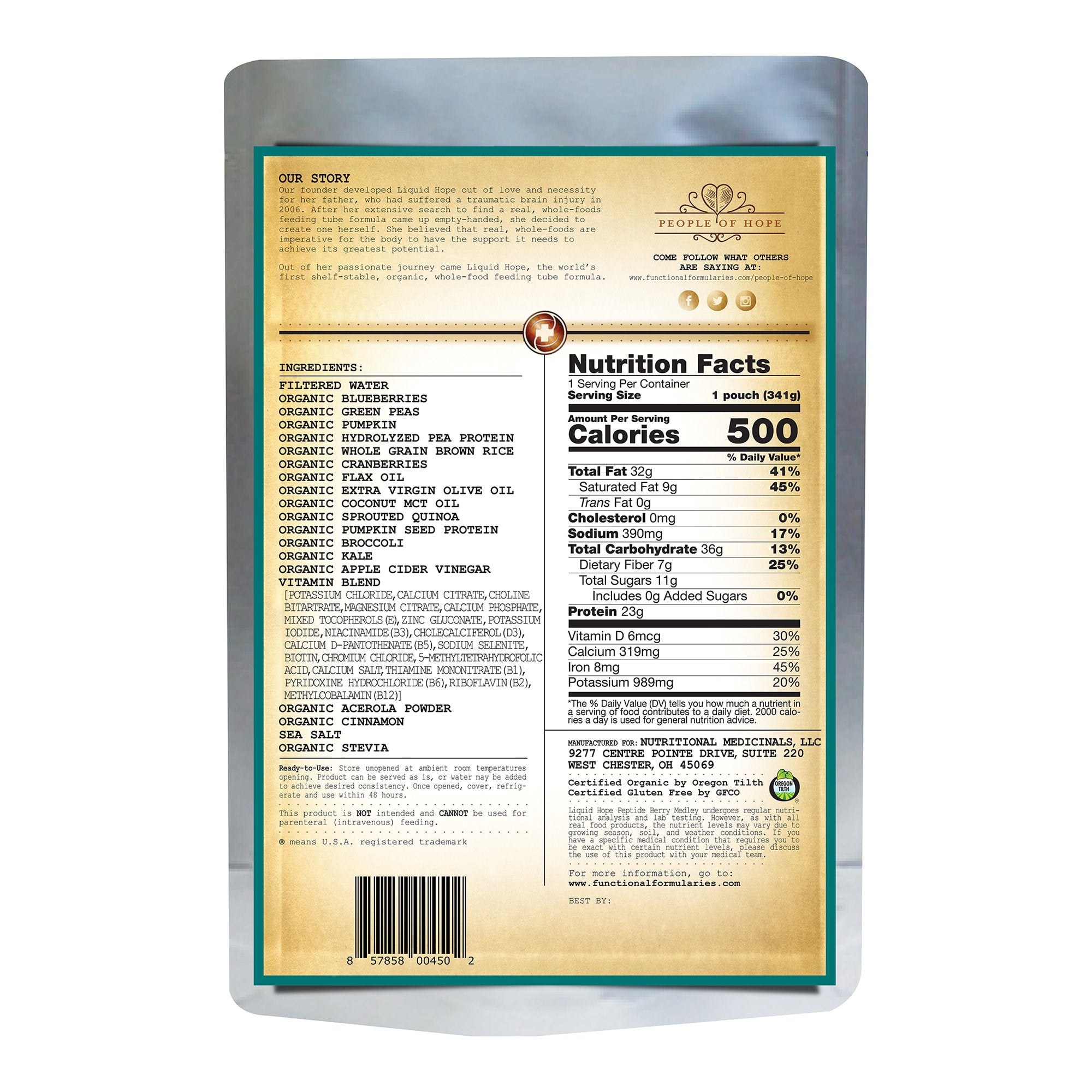 Oral Supplement Liquid Hope® Peptide Formula Berry Medley Flavor Liquid 12 oz. Pouch 212505