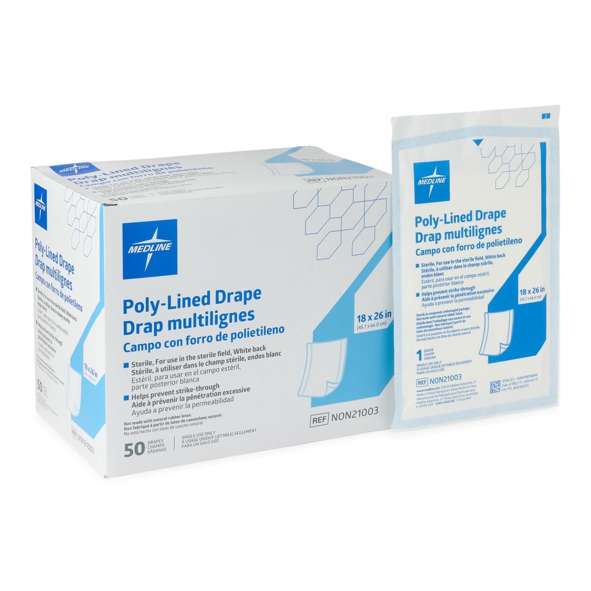 General Purpose Drape Medline Poly Lined Towel Drape 18 W X 26 L Inch Sterile NON21003