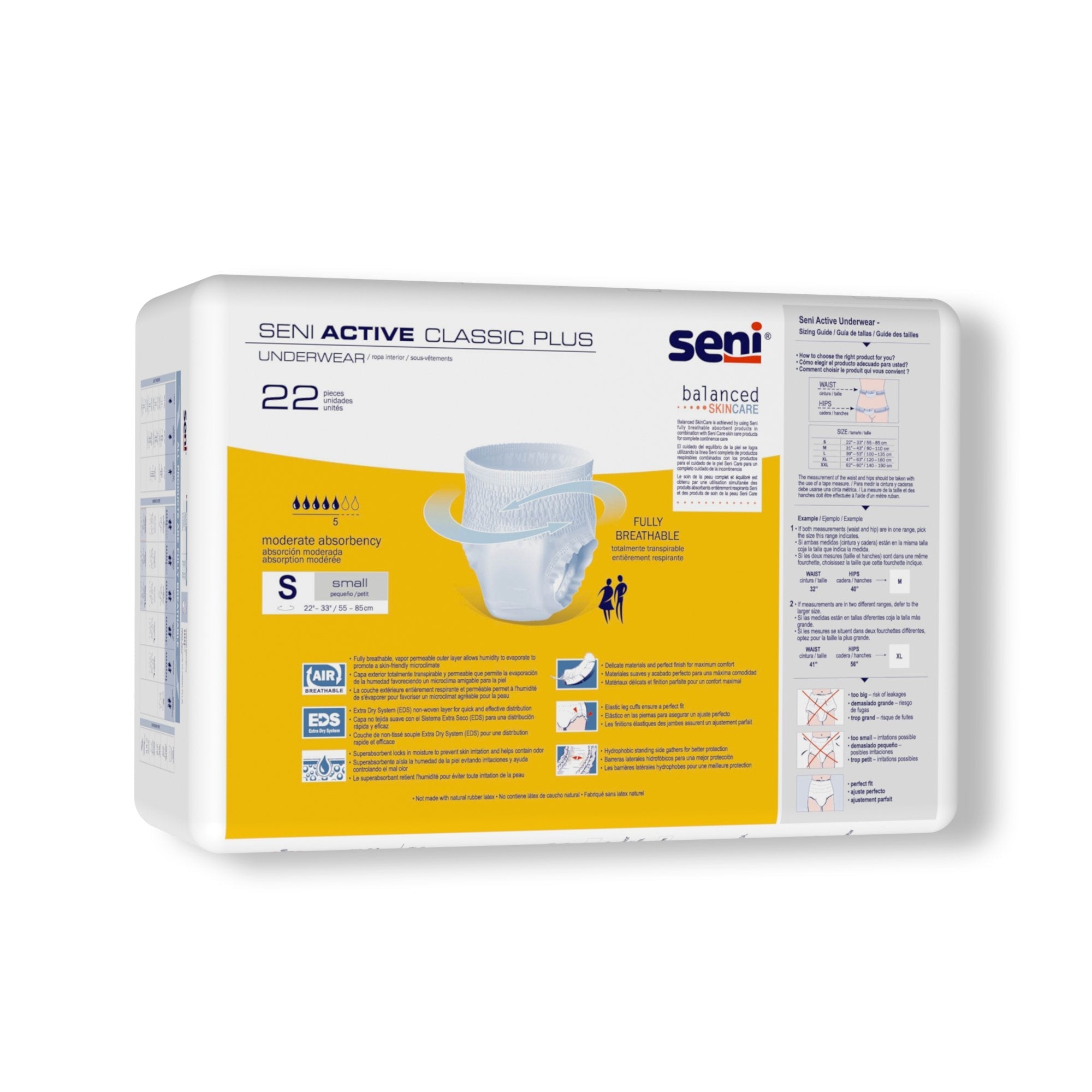 Seni® Active Classic Plus Moderate Absorbent Underwear, Small S-SM22-AC2