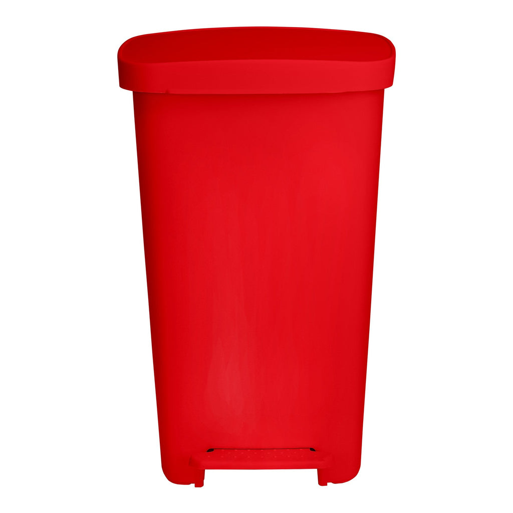 McKesson Waste Can with Step-On Pedal, Plastic, Red, 15.16 x 14.76 x 26.57 Inch 16-25267
