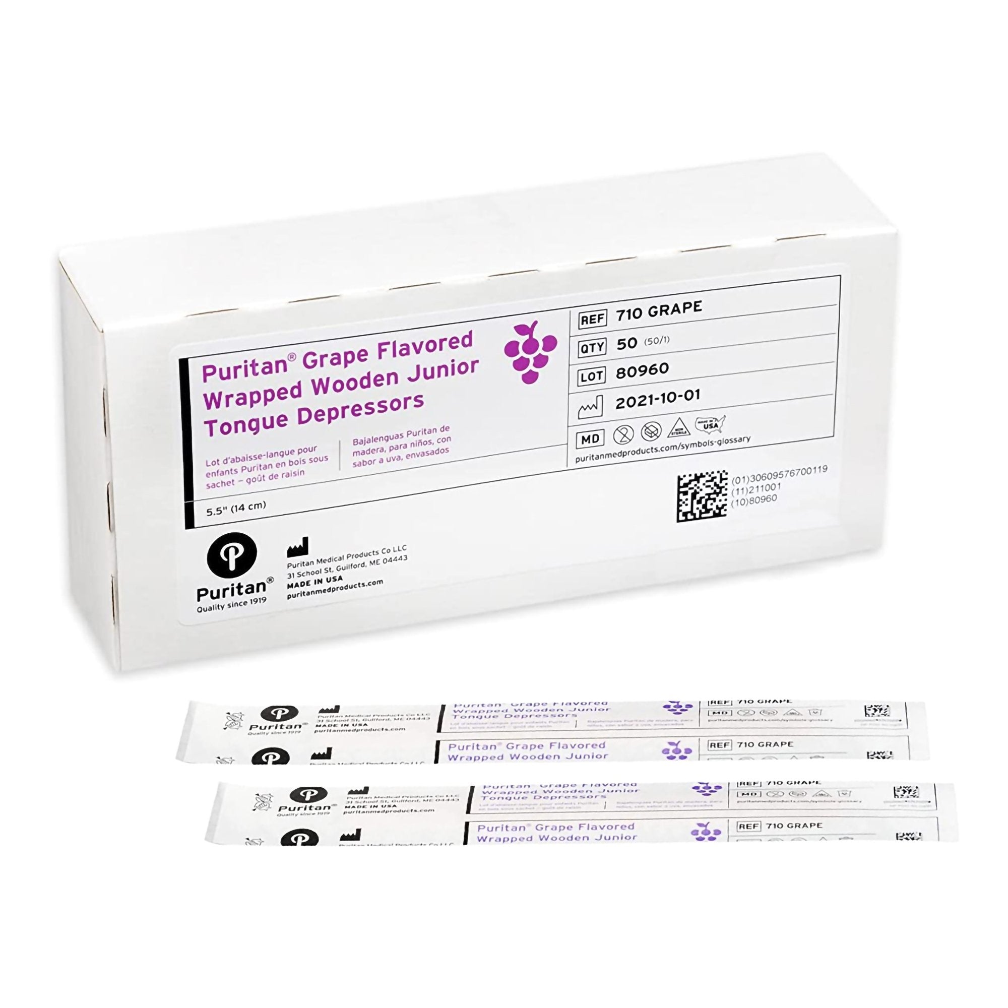 Tongue Depressor Puritan® 5-1/2 Inch Length Wood Junior - 710 GRAPE