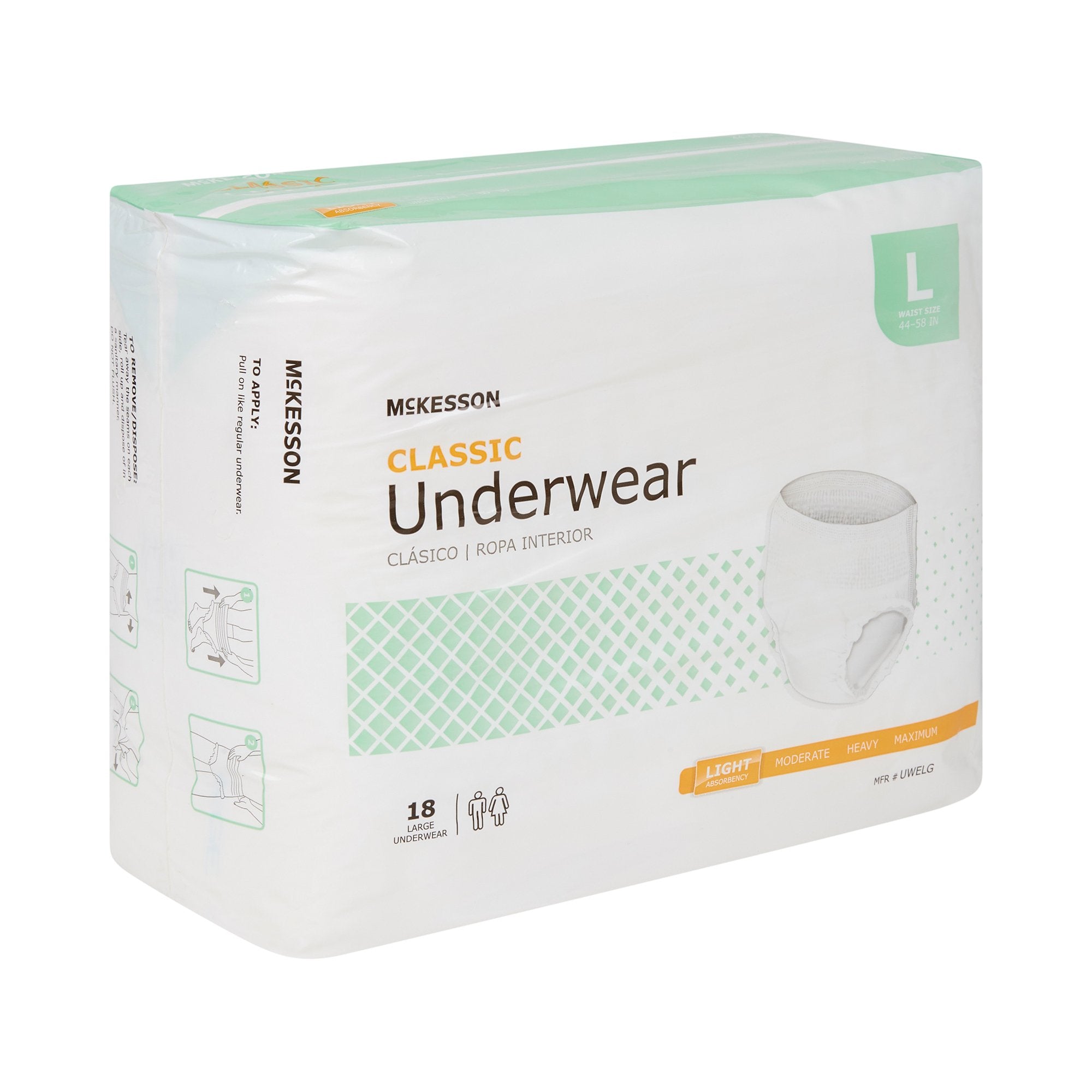McKesson Classic Light Absorbency Incontinence Underwear, Large UWELG