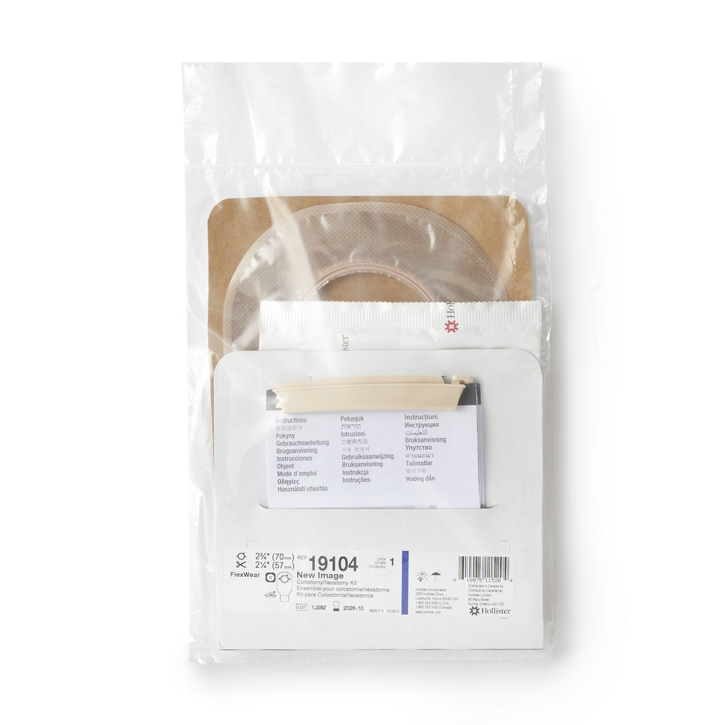 New Image™ 19104 2-Piece Clear Ileostomy/Colostomy Pouch, 70 mm Flange, Blue 19104