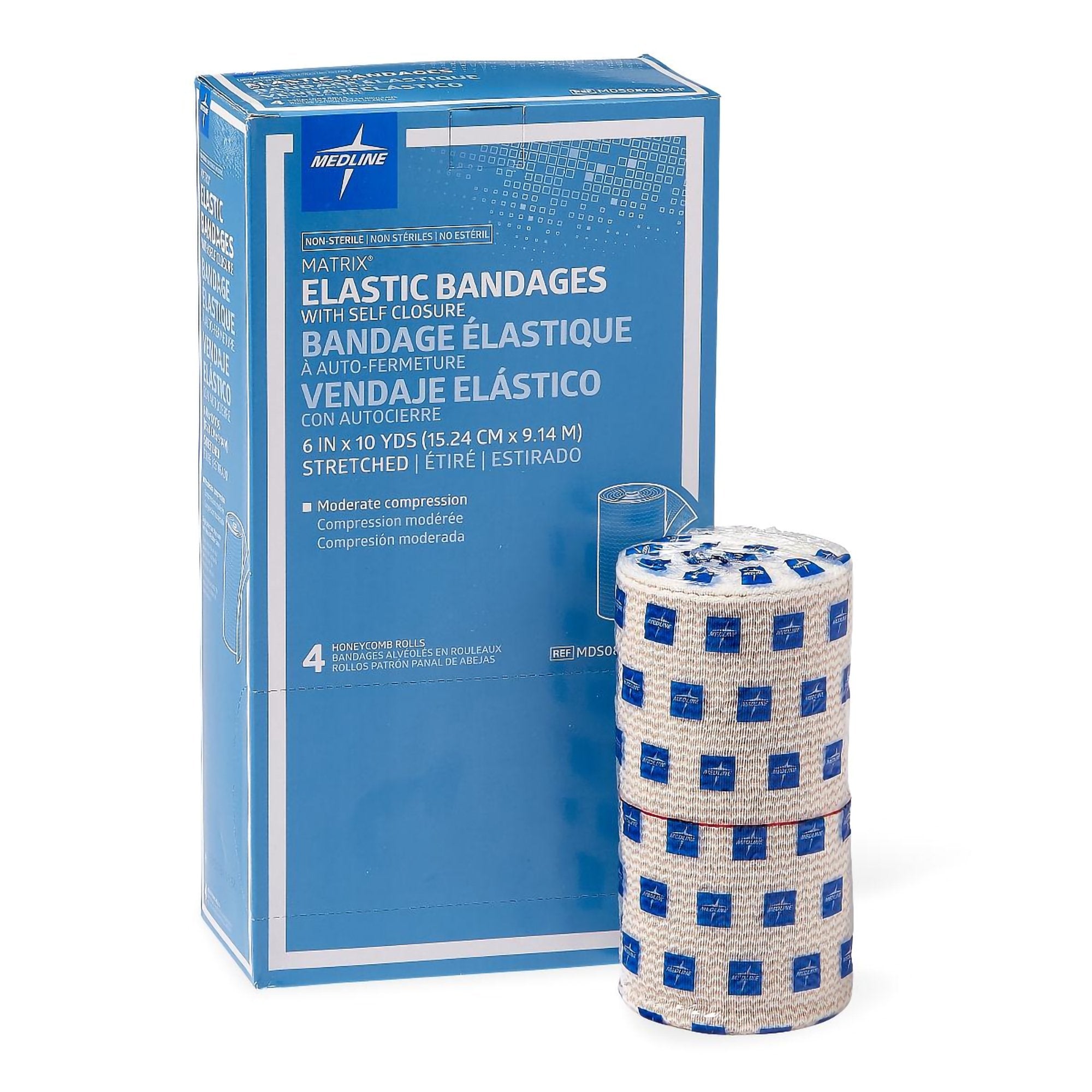 Matrix Double Hook and Loop Closure Elastic Bandage, 6 Inch x 10 Yard MDS087106LF