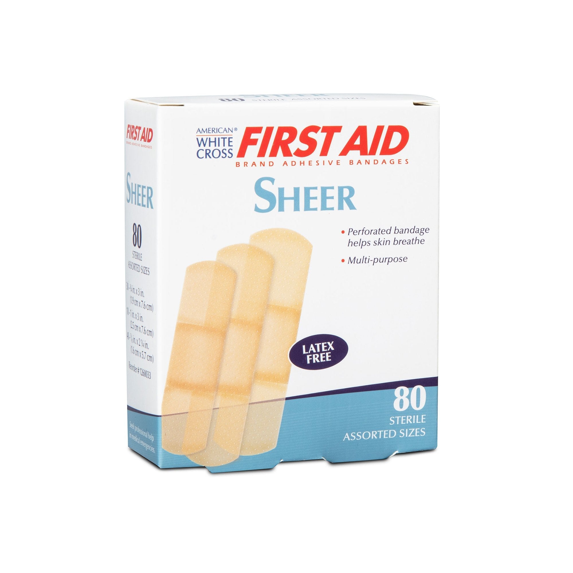 American® White Cross Sheer Adhesive Strip, Assorted Sizes 1260033