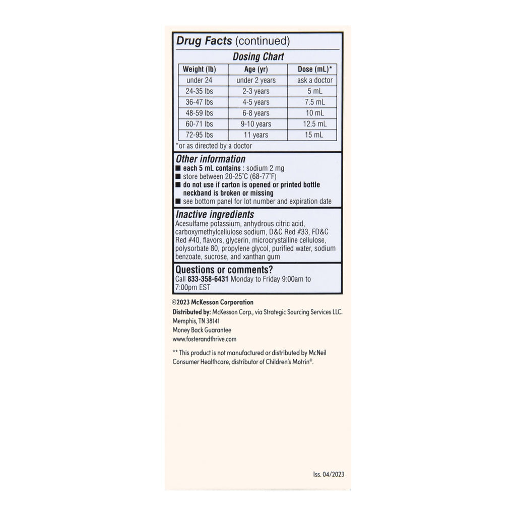 Foster & Thrive™ Ibuprofen Children's Pain Relief, Bubblegum Flavor 70677111701