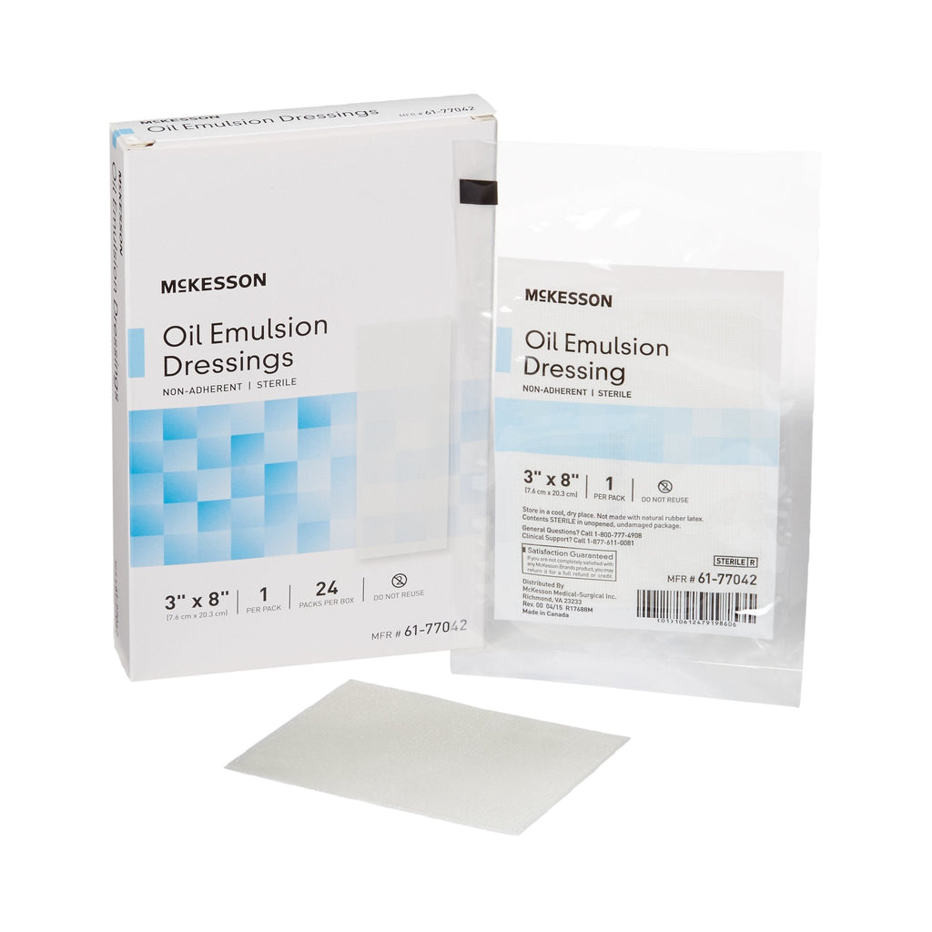 McKesson Oil Emulsion Impregnated Dressing, 3 x 8 Inch 61-77042