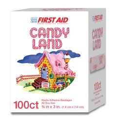 American® White Cross Stat Strip® Candy Land Adhesive Strip, ¾ x 3 Inch 10850