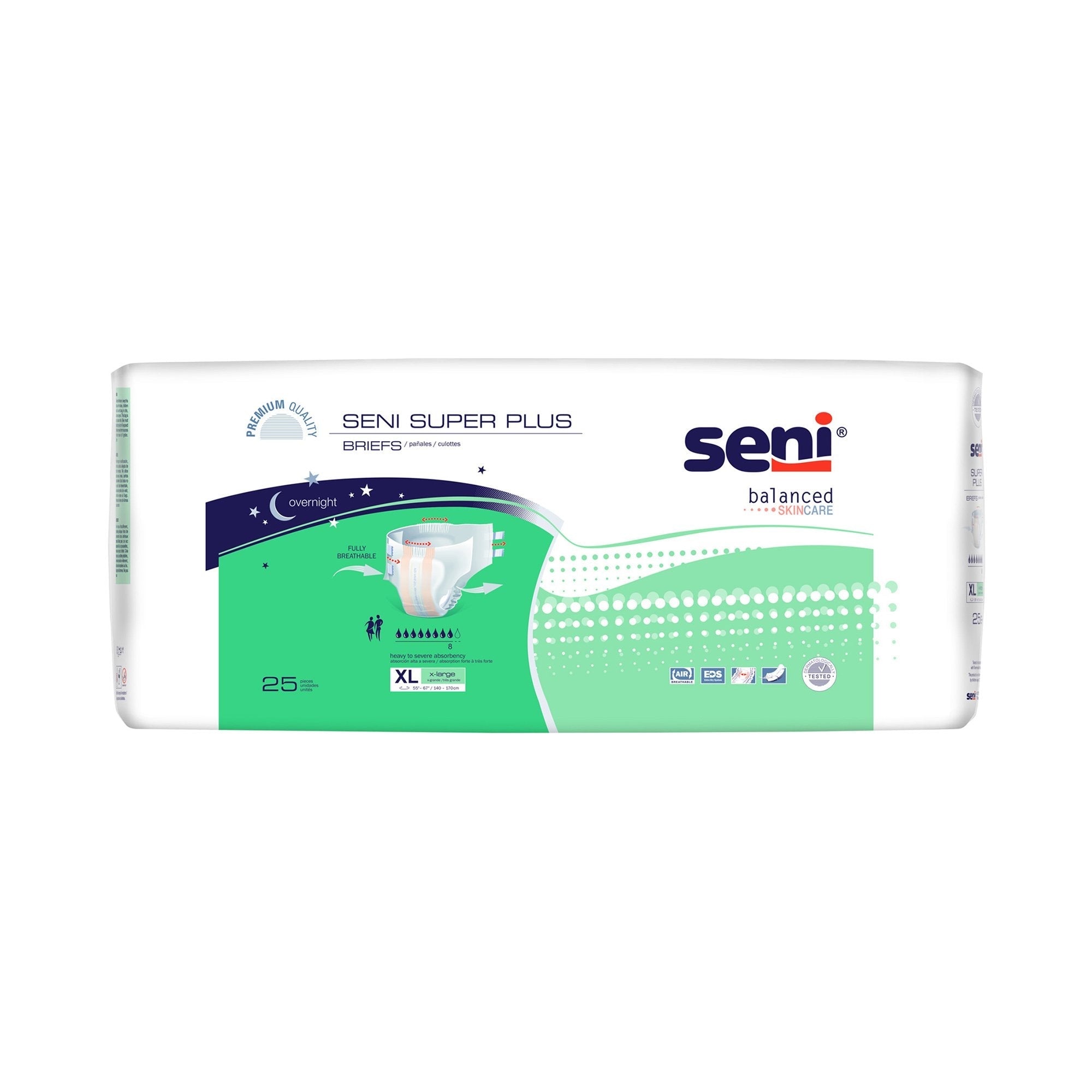 Seni® Super Plus Overnight Heavy Absorbency Incontinence Brief, Extra Large S-XL25-BP1