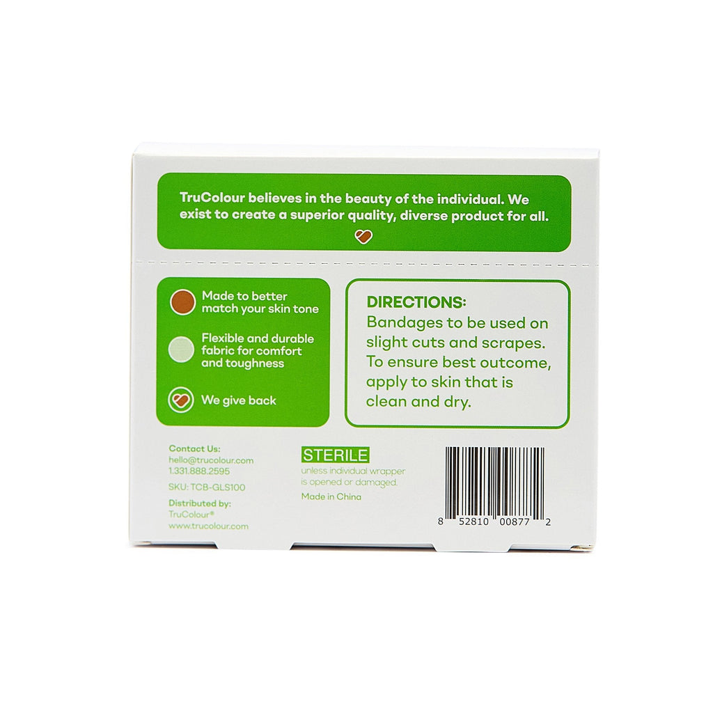 Tru-Colour Skin Tone Shade Fabric Bandage Adhesive Strips – Olive, 1 x 3 Inch TCB-GLS100