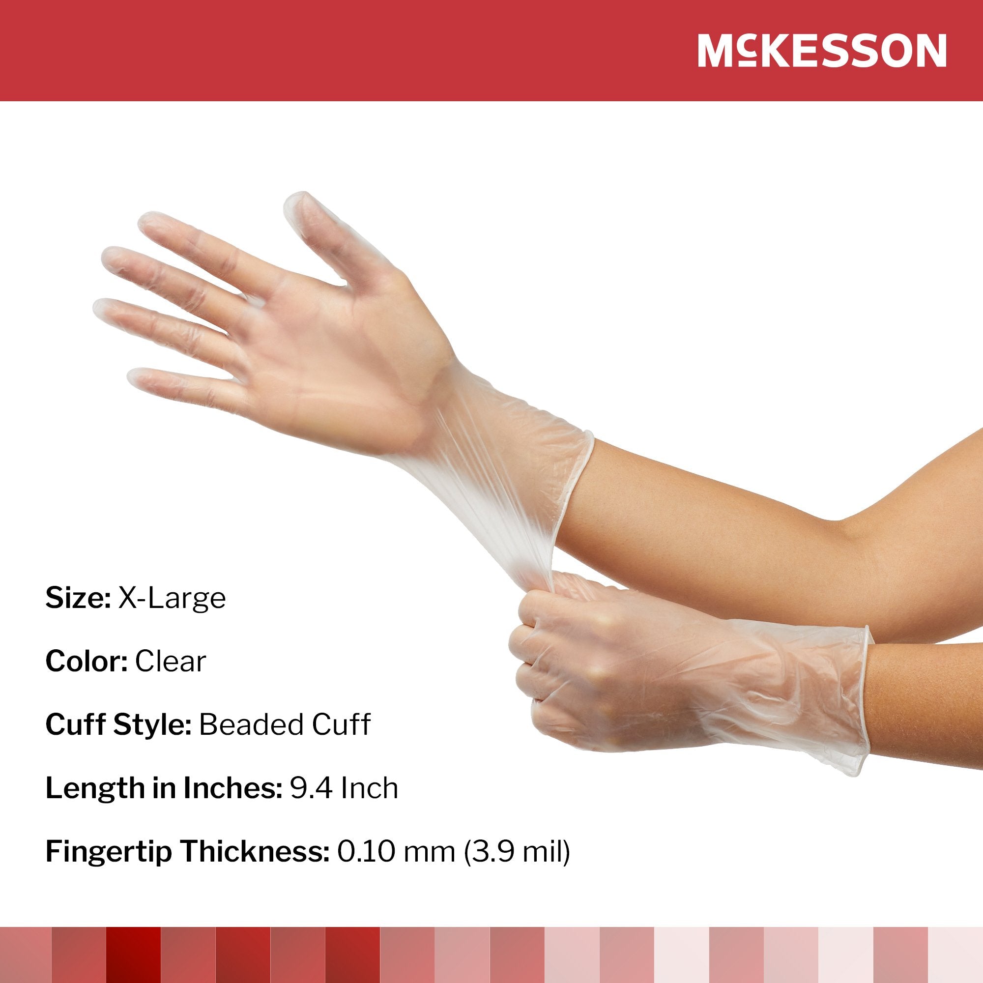 McKesson Confiderm® Vinyl Exam Glove, Extra Large, Clear 14-170