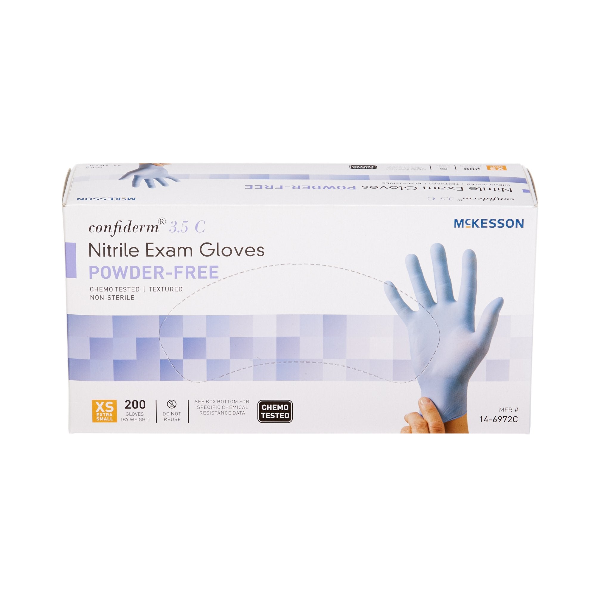McKesson Confiderm® 3.5C Nitrile Exam Glove, Extra Small, Blue 14-6972C