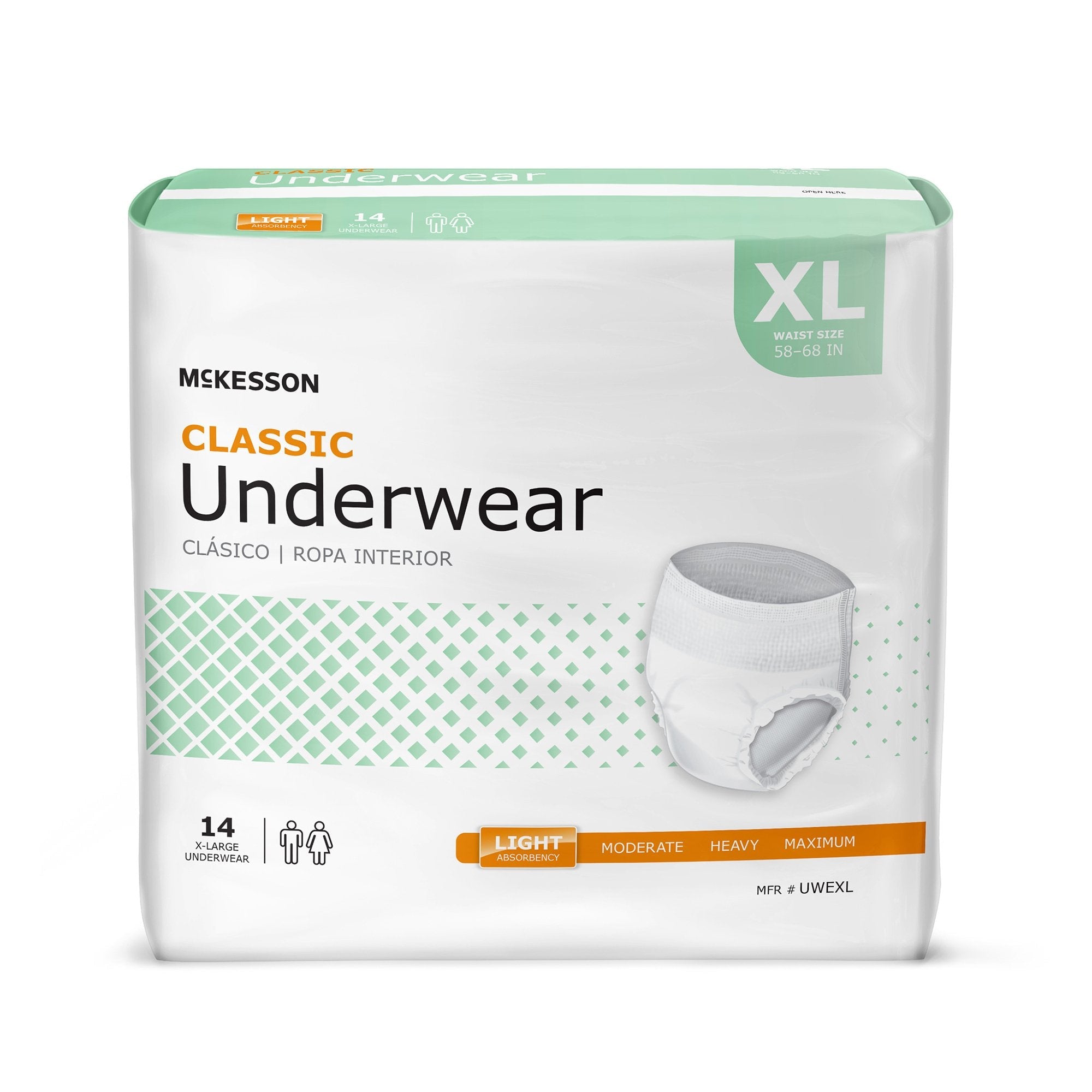 McKesson Classic Light Absorbency Incontinence Underwear, Extra Large UWEXL