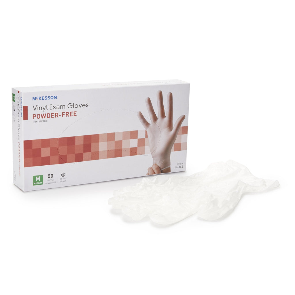 McKesson Confiderm® Vinyl Exam Glove, Medium, Clear 14-166