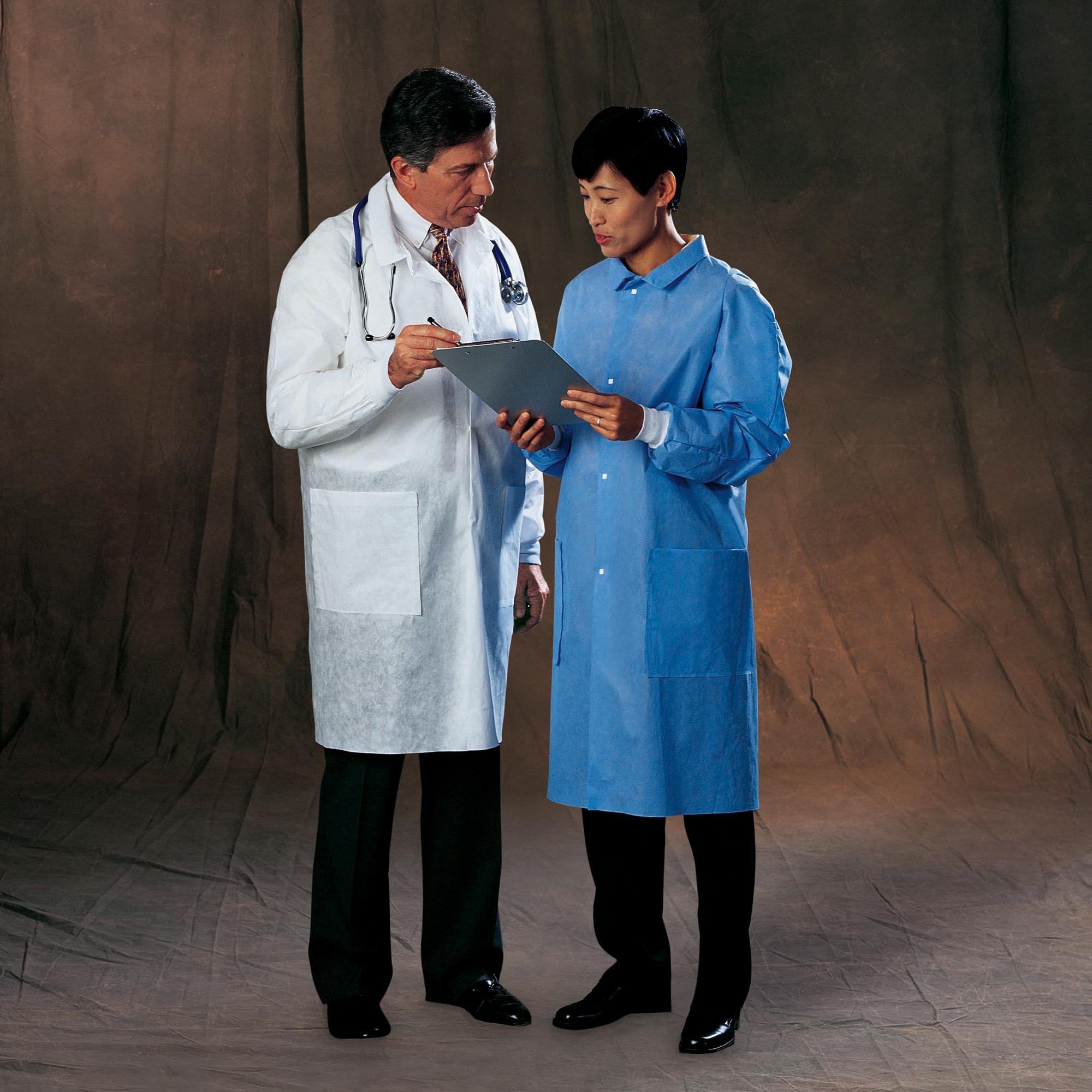 Lab Coat Basic White X-Large Knee Length 3-Layer SMS Disposable - 10123