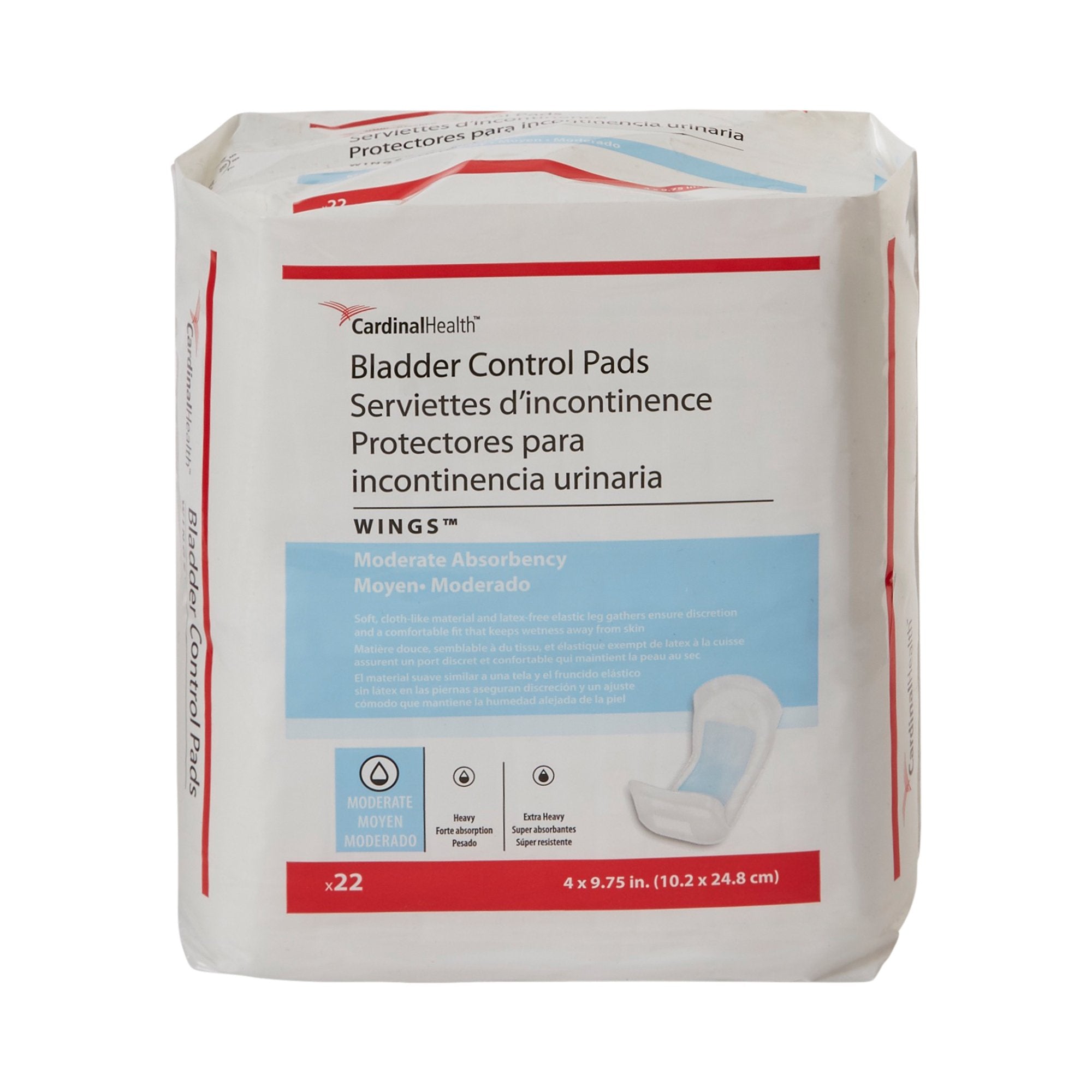 Sure Care™ Bladder Control Pads, Moderate Absorbency, 4 x 9.75 Inch 1100B
