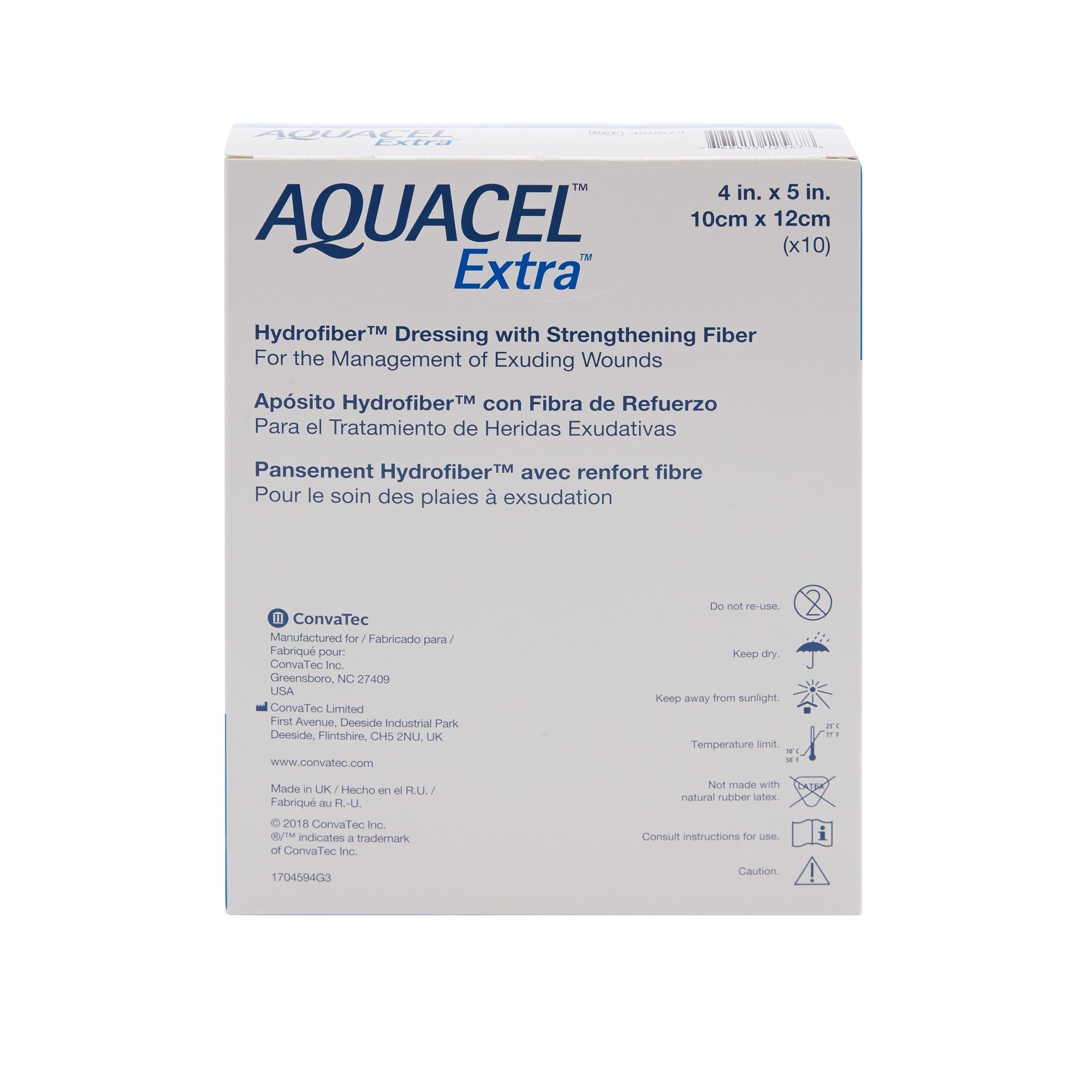 Aquacel® Extra™ Gelling Fiber Wound Dressing, 4 x 5 Inch 420674