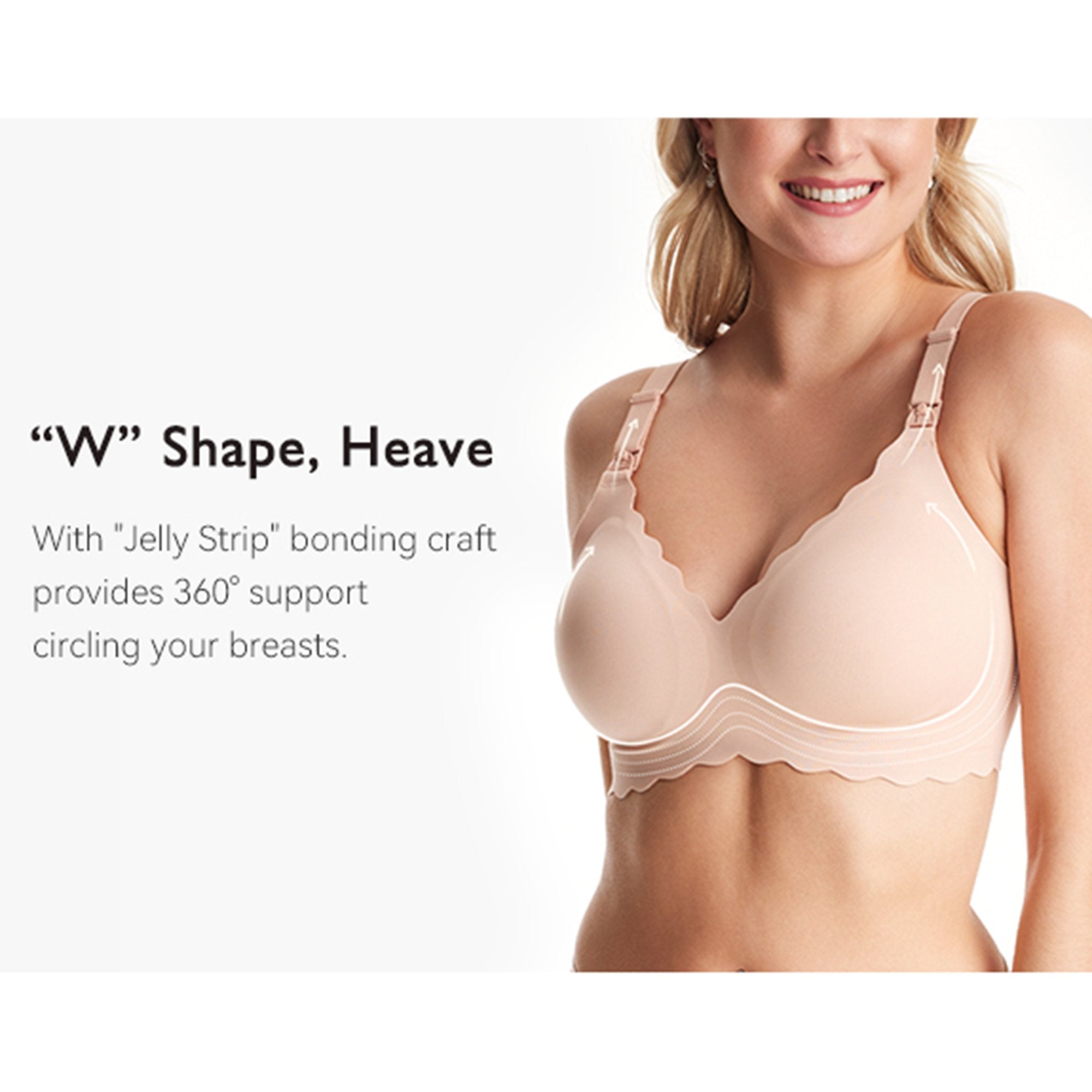 Nursing Bra Momcozy Jelly Strip 36 to 38 Inch Chest Large Beige Back Hook and Eye Closure Adjustable Shoulder Strap FB046-SK100L-A