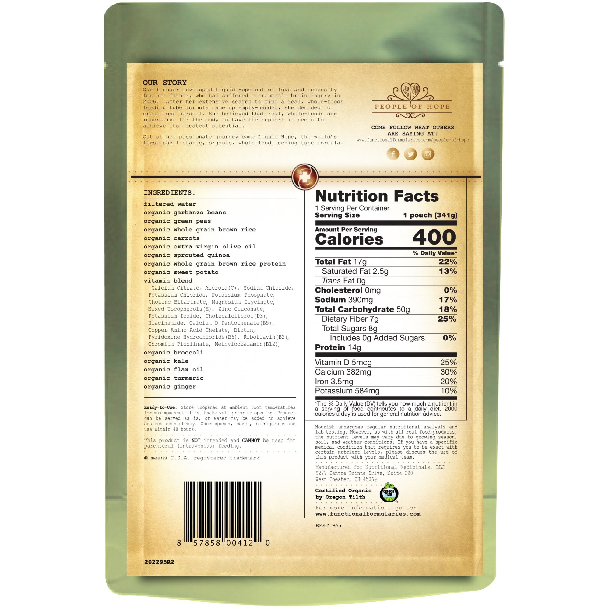 Nourish™ Vegetable / Rice Pediatric Complete Plant Based Nutrition, 12-oz pouch 212797