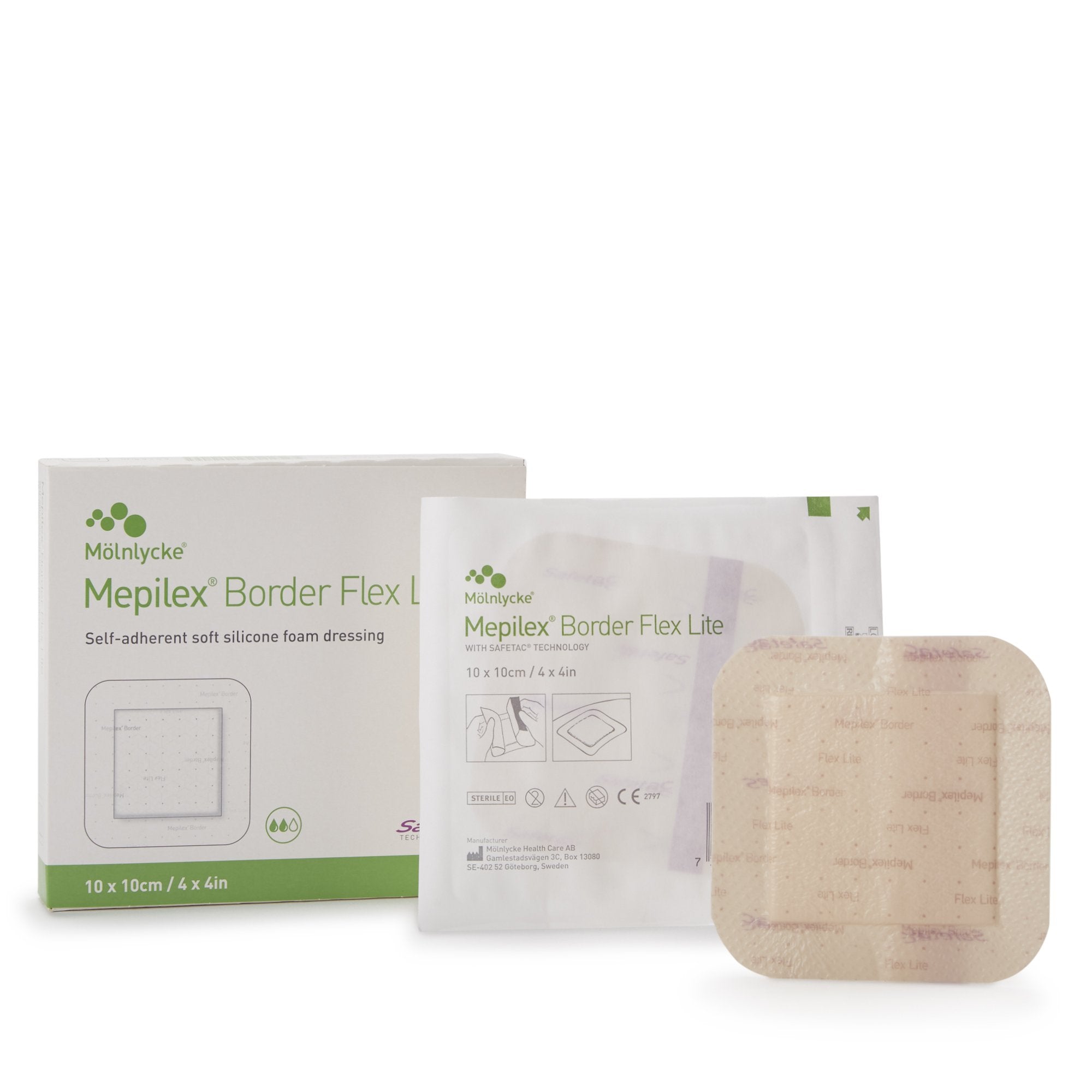 Mepilex® Border Flex Lite Silicone Foam Dressing, 4 x 4 Inch 581300