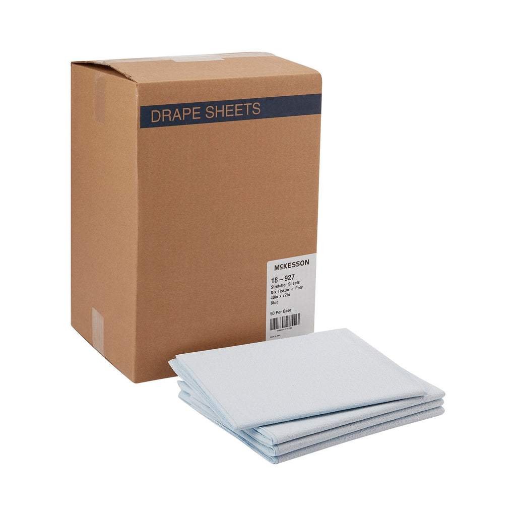 McKesson Blue Flat Stretcher Sheet, 40 x 72 Inch 18-927