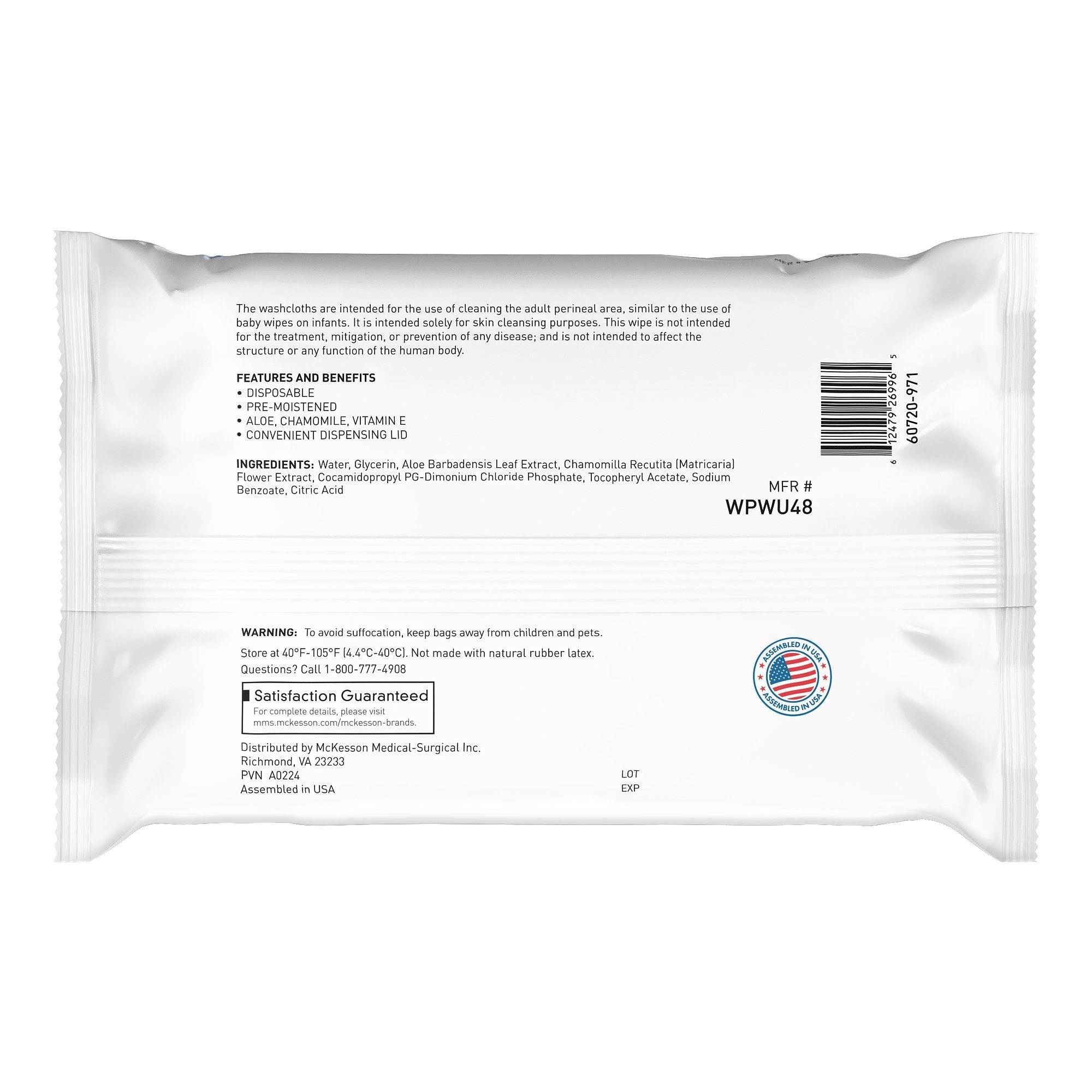 McKesson Fragrance Free Washcloths, 48 ct. WPWU48