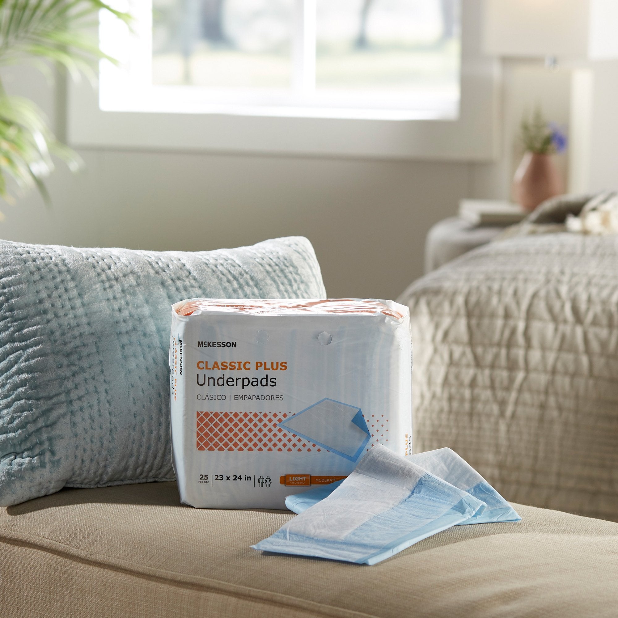 McKesson Classic Plus Light Absorbency Underpads, 23 x 24 Inch UPLT2324