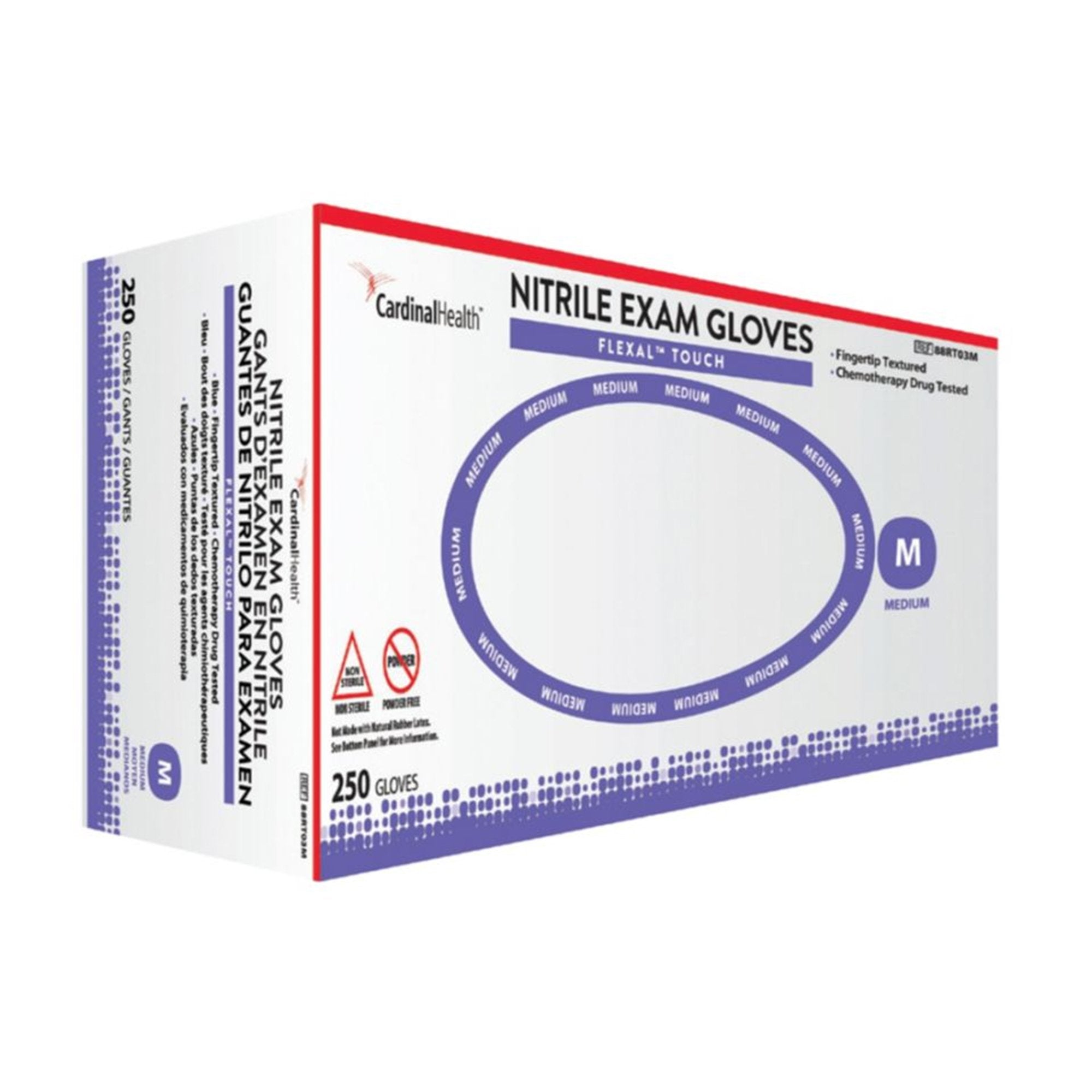 Exam Glove FLEXAL™ Touch X-Large NonSterile Nitrile Standard Cuff Length Textured Fingertips Blue Chemo Tested 88RT05XL