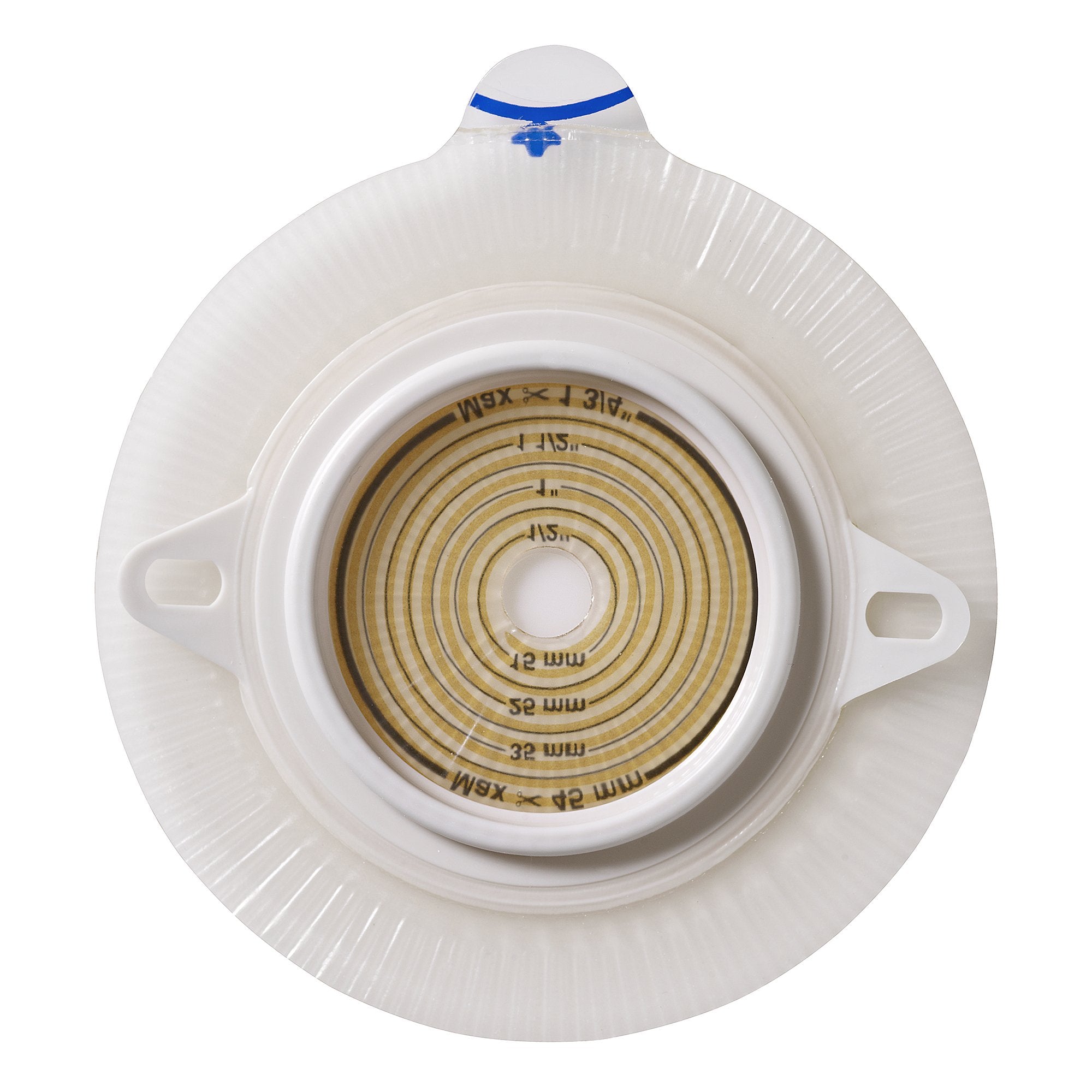 Assura® Flat Ostomy Barrier, Trim to fit 10 – 55 mm Stoma Opening, Blue Match 2833
