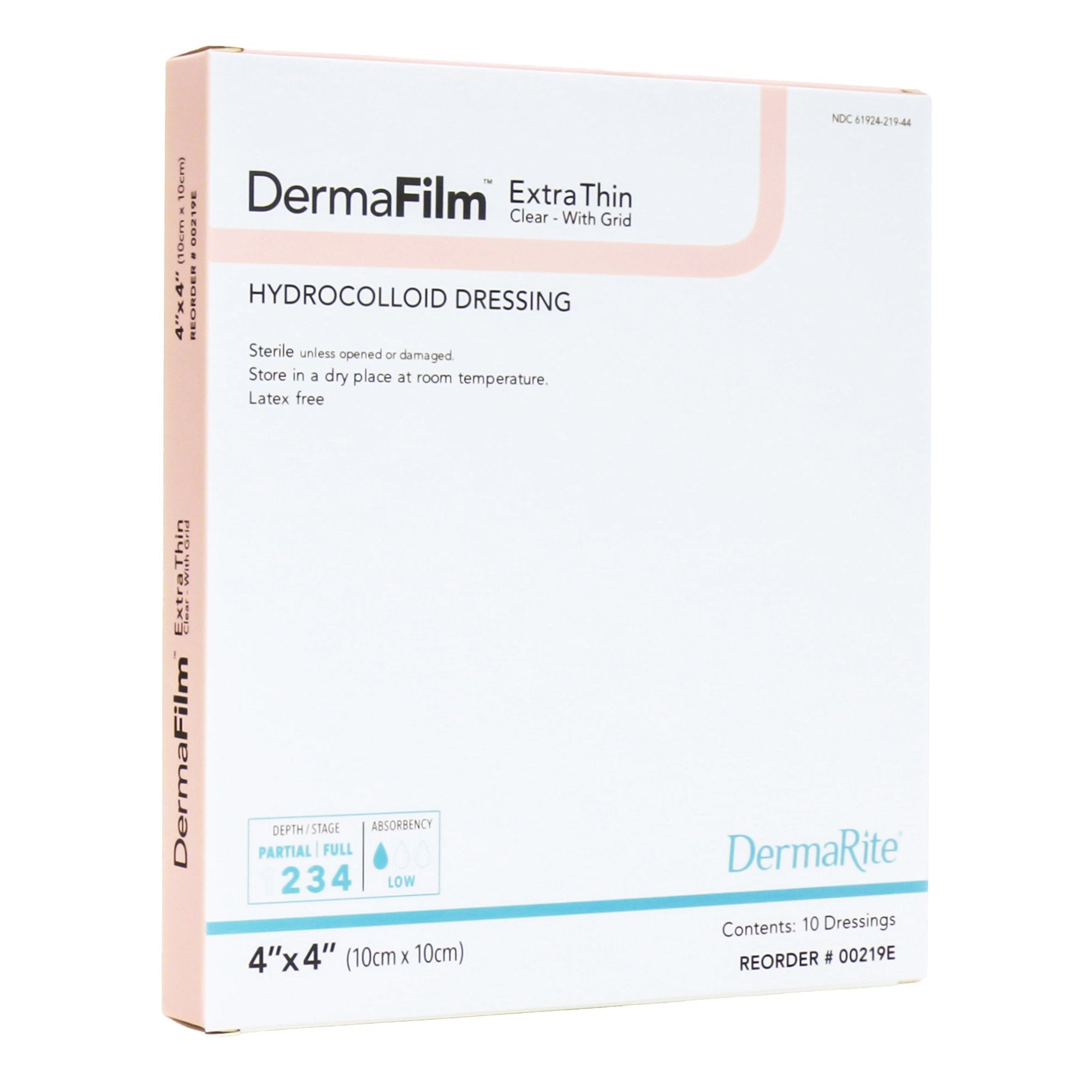 DermaFilm® Hydrocolloid Dressing, 4 x 4 Inch 00219E