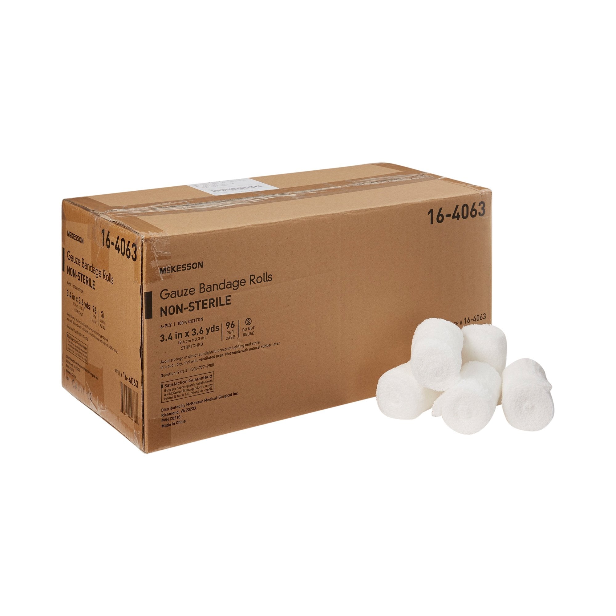 McKesson Fluff Bandage Roll, 3.4 Inch x 3.6 Yard, Six Ply 16-4063