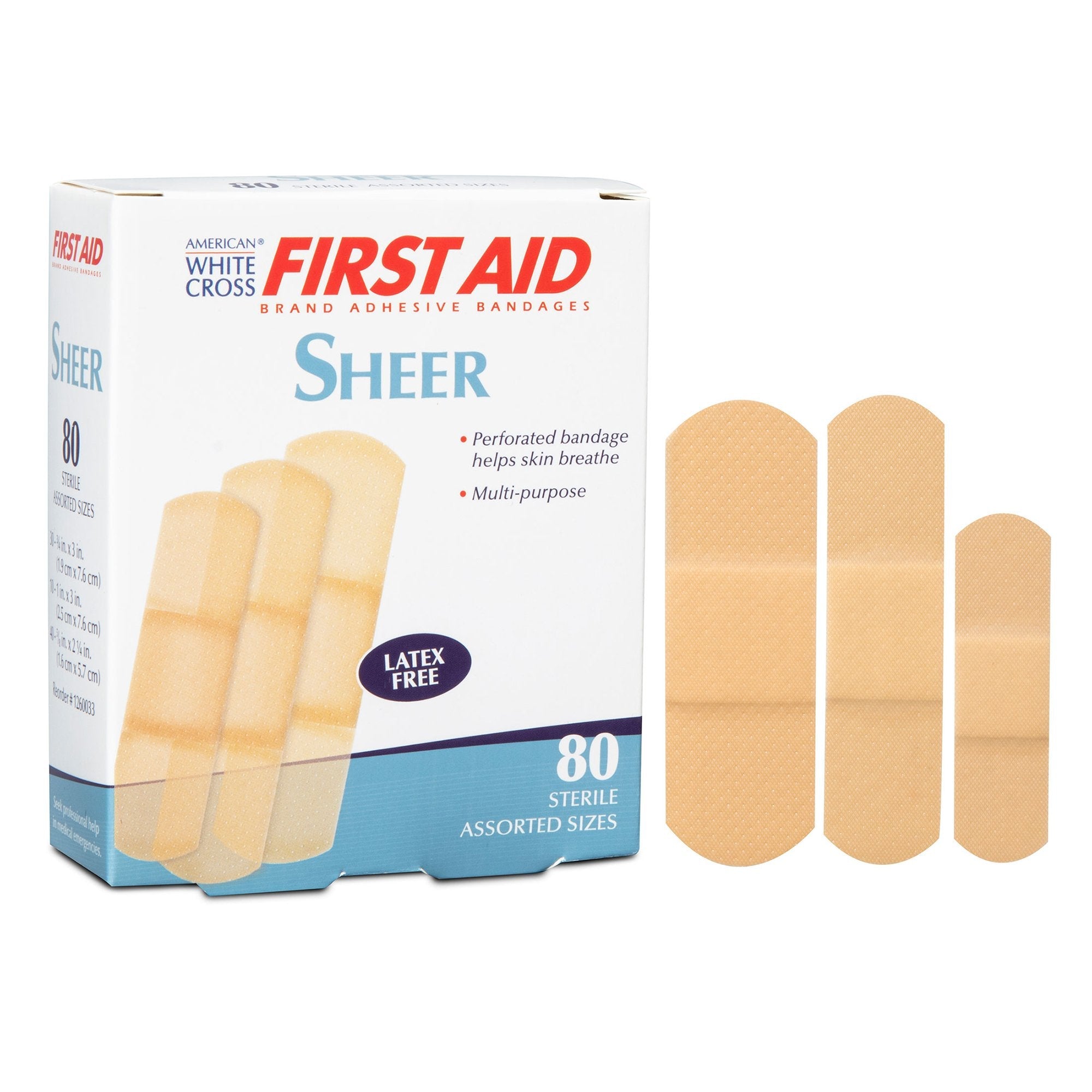 American® White Cross Sheer Adhesive Strip, Assorted Sizes 1260033