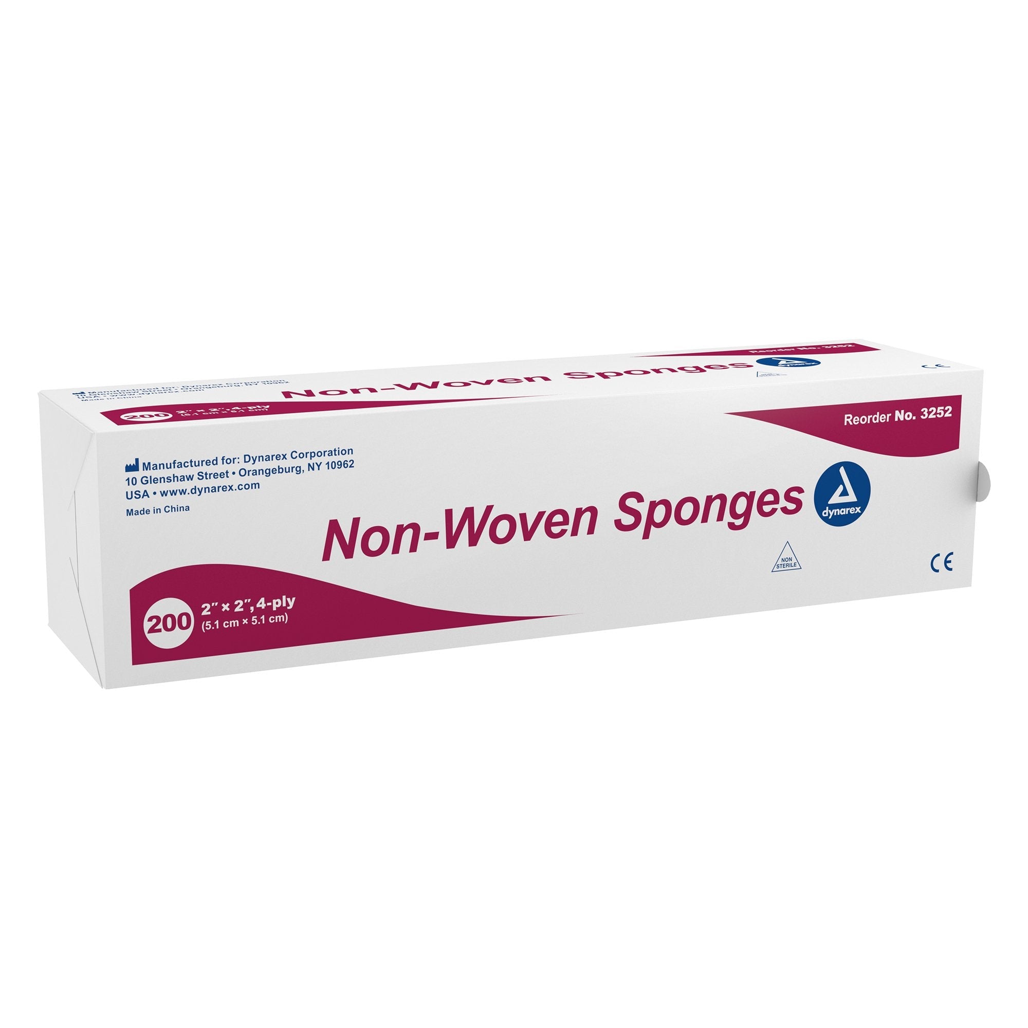 dynarex® Nonwoven Sponge, 2 x 2 Inch, 4-Ply 3252