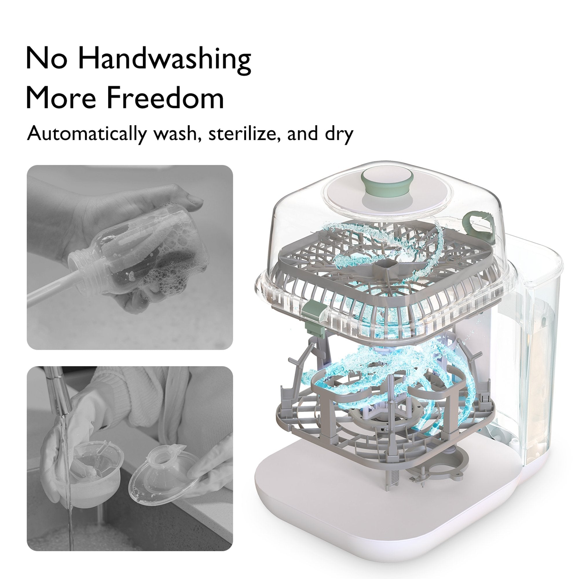 Baby Bottle Washer and Sterilizer Momcozy CleanPal Pro For Baby Bottles BS003-GW10NB