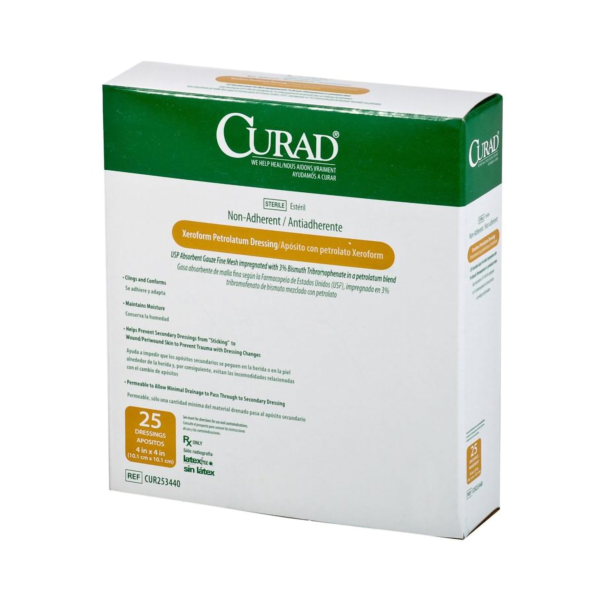 Curad® Xeroform Petrolatum Impregnated Dressing, 4 x 4 Inch CUR253440