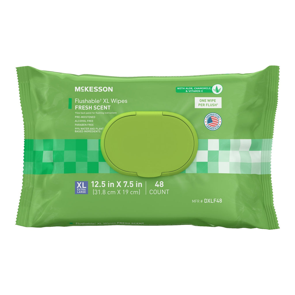McKesson Flushable* Wet Wipes XL - Scented, 48 Wet Wipes per Pack DXLF48