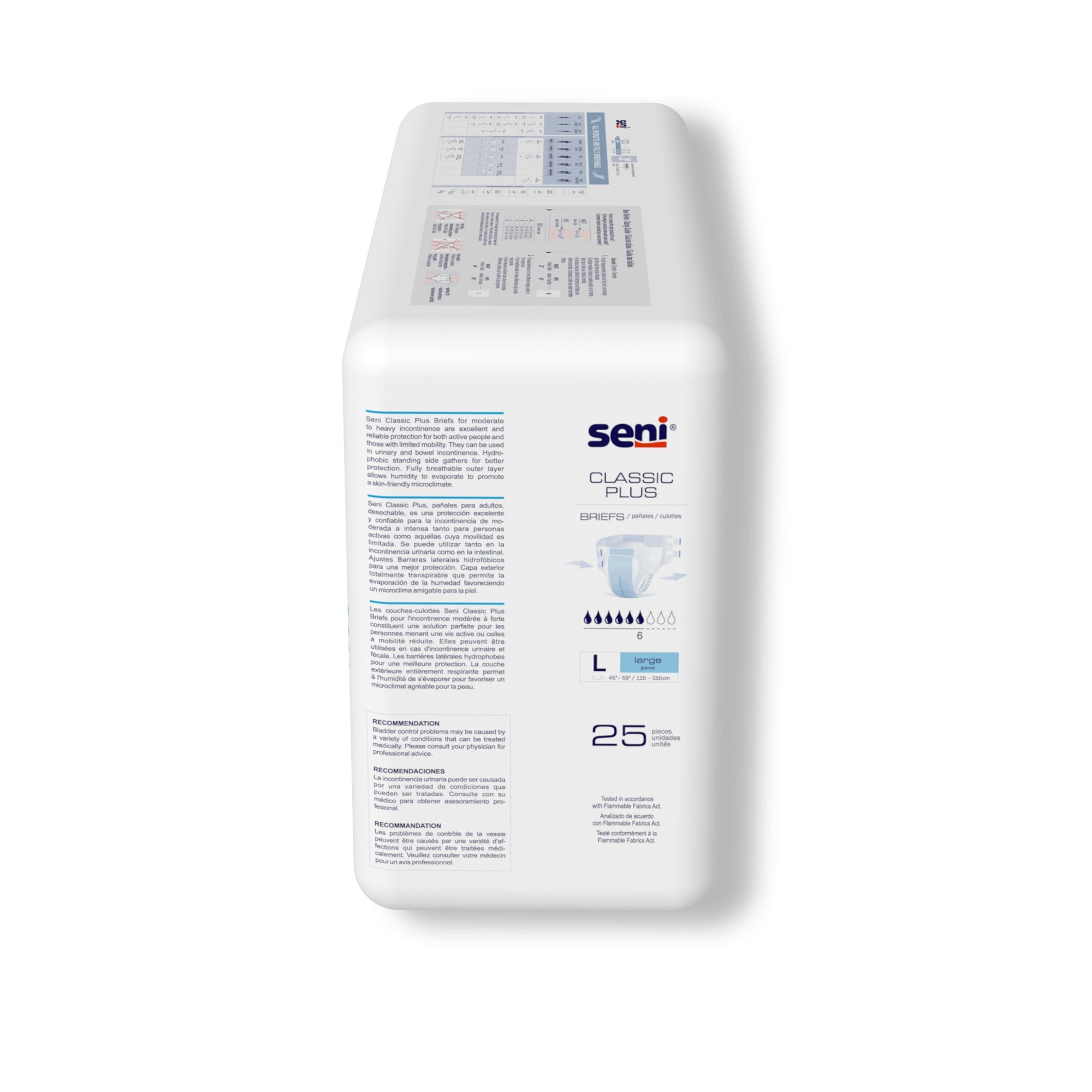 Seni® Classic Plus Moderate to Heavy Absorbency Incontinence Brief, Large S-LA25-BC2