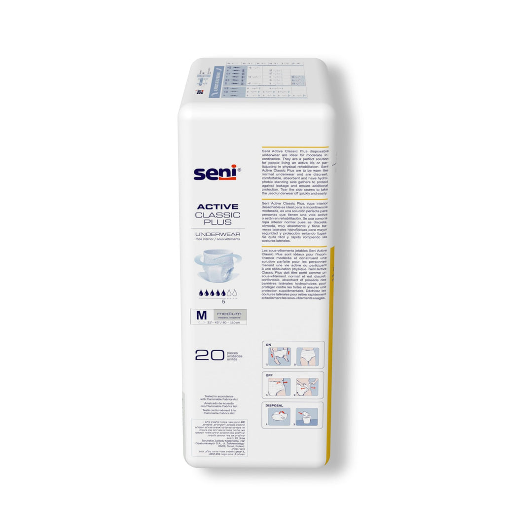 Seni® Active Classic Plus Moderate Absorbent Underwear, Medium S-ME20-AC2