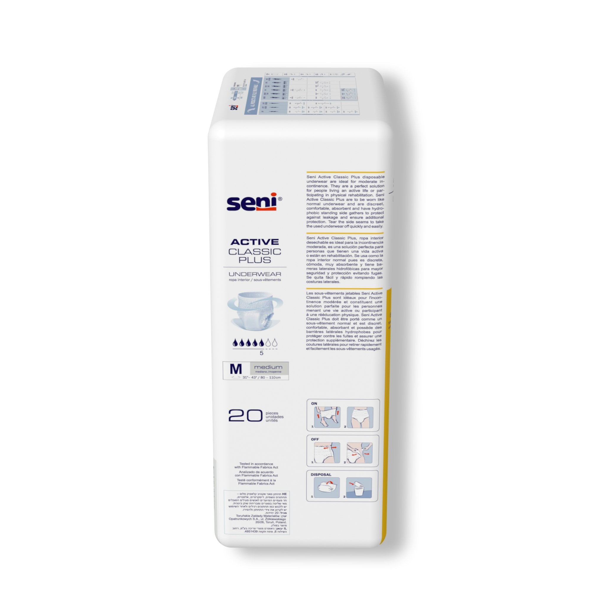 Seni® Active Classic Plus Moderate Absorbent Underwear, Medium S-ME20-AC2