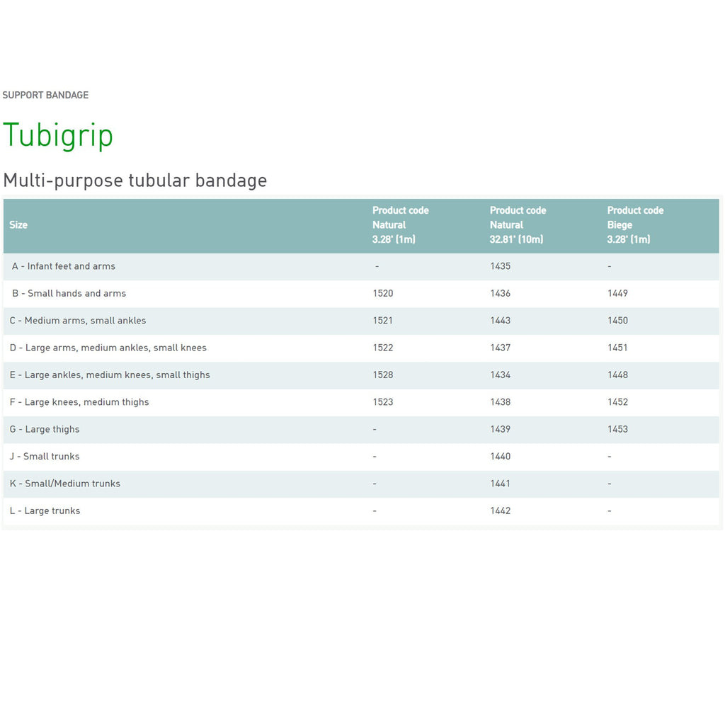 Tubigrip® Pull On Elastic Tubular Support Bandage, 10 Meter, Size G 1439